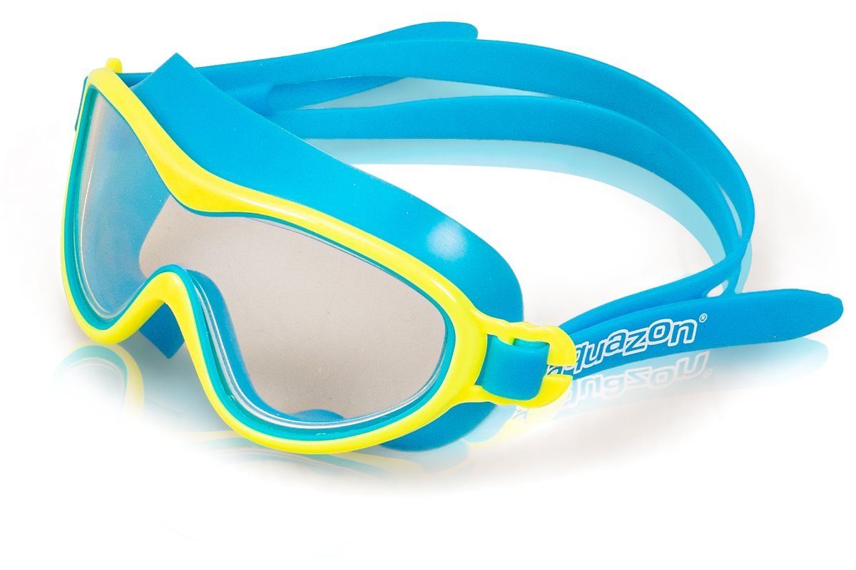 AQUAZON Taucherbrille WAVE Junior Kinder Schwimmbrille, Schnorchelbrille, 3-7 Jahre Grün blau