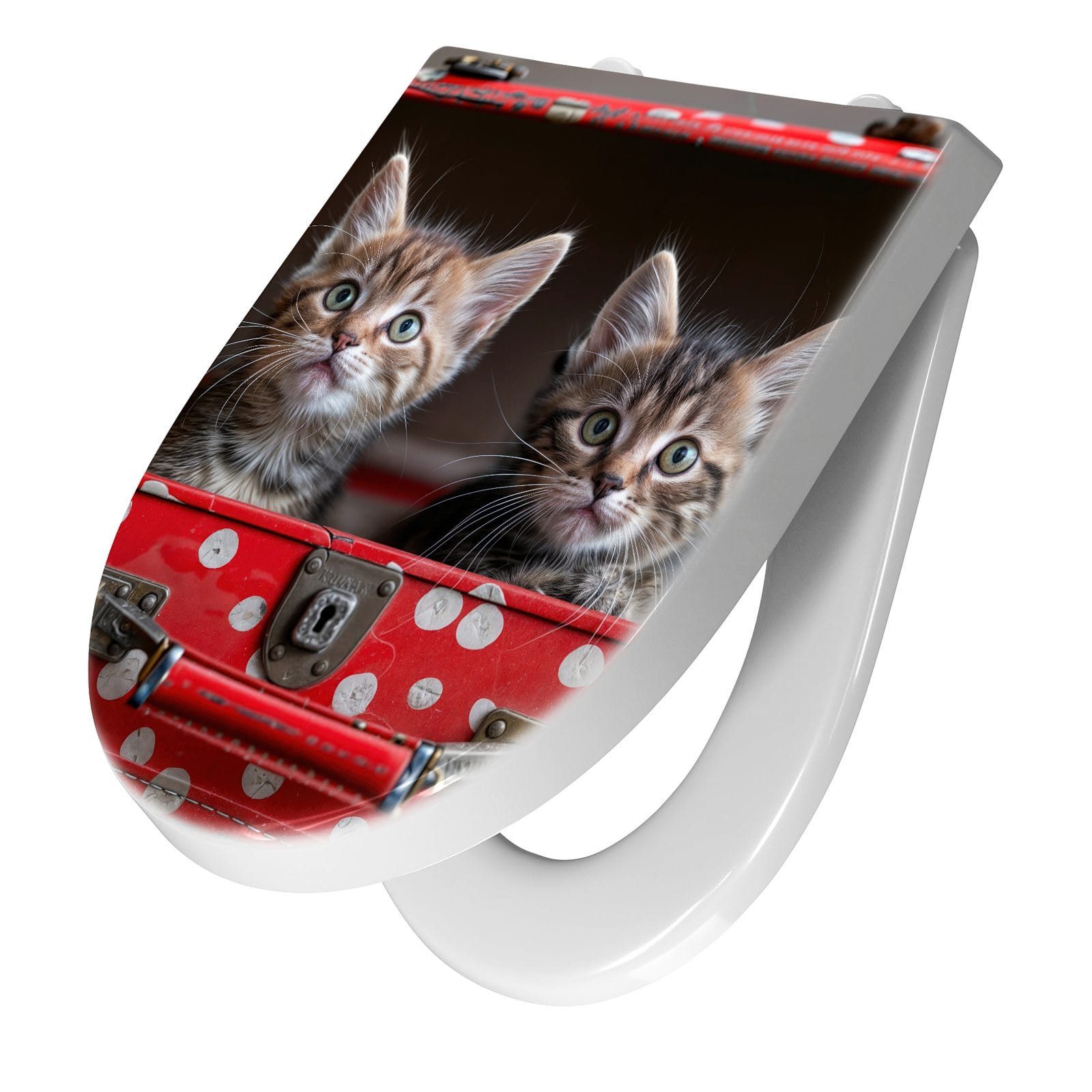Primedeco WC-Sitz mit Absenkautomatik Motiv Katzen im Koffer (1-St), Absenkautomatik, Soft-Close