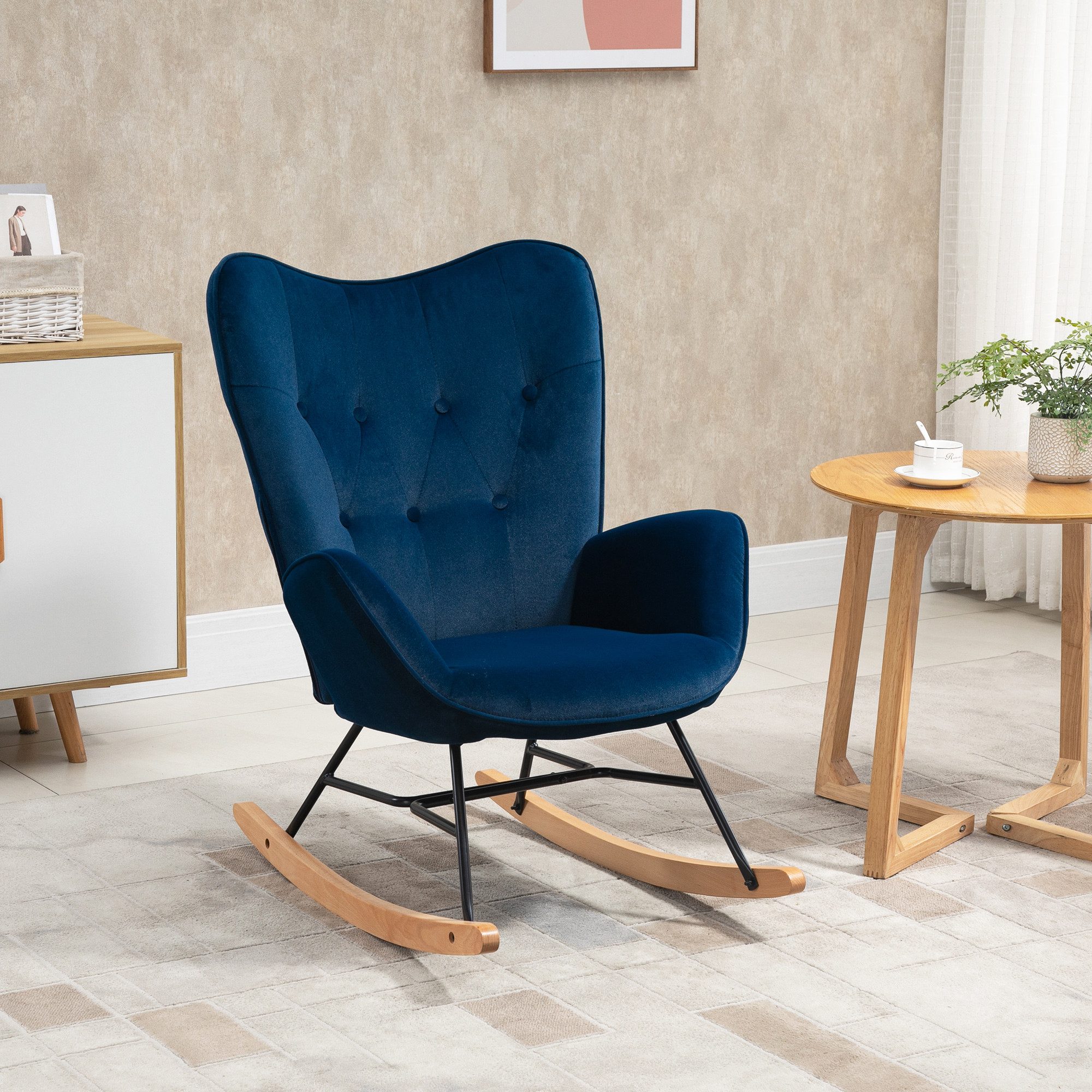 HOMCOM Schaukelstuhl ergonomisch, mit Samtoptik (Schwingsessel, günstig online kaufen