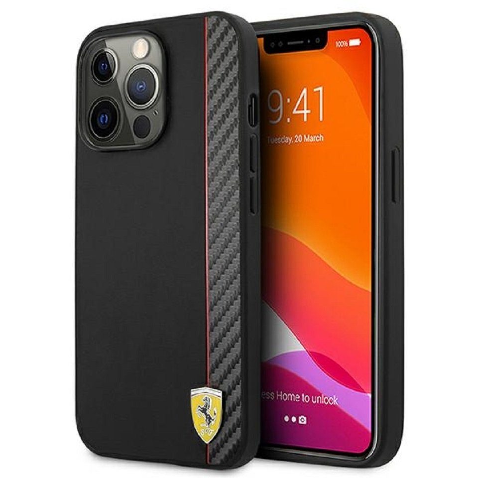 Ferrari Handyhülle iPhone 13 Pro Max Cover Hardcase schwarz 6,7 Zoll, Kantenschutz