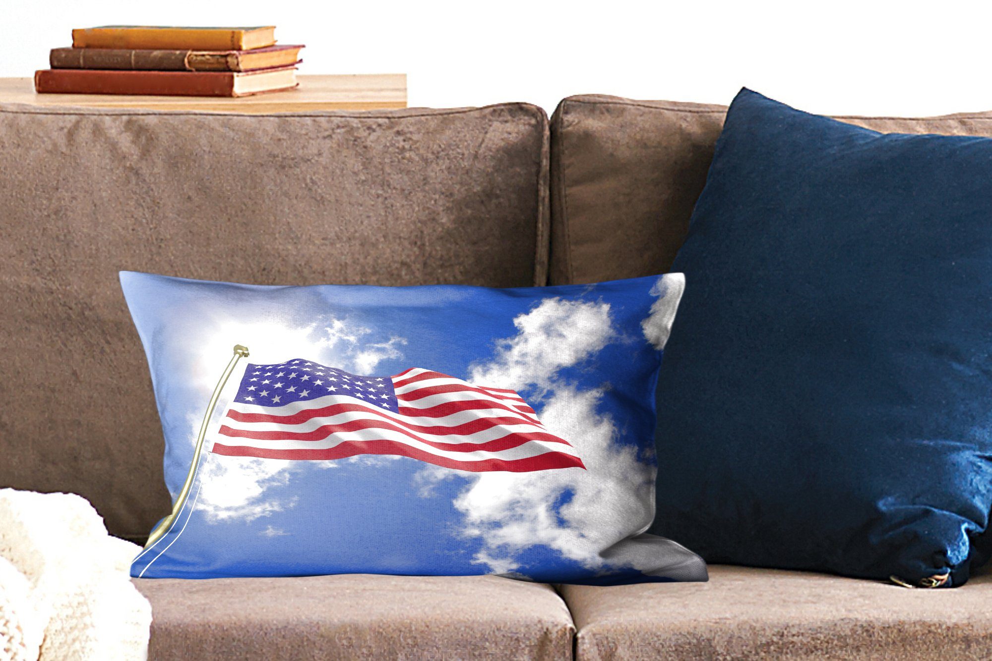 MuchoWow Dekokissen Flagge der Vereinigten Sonne, Schlafzimmer mit vor Wohzimmer Füllung, Staaten Zierkissen, Dekoration, Dekokissen der