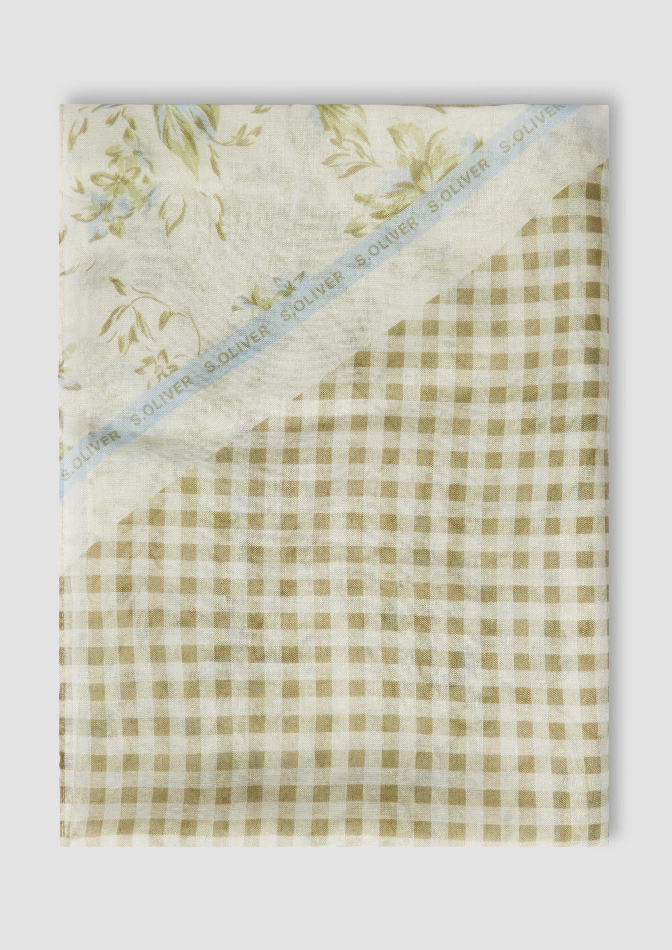 s.Oliver Loop Snood, Loop-Schal mit floralem Mustermix und Karo-Design
