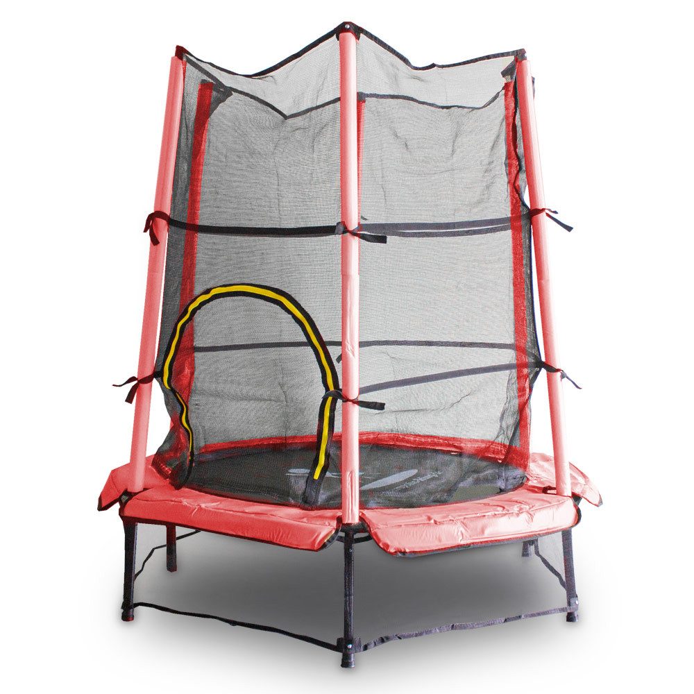 Kindertrampolin 140cm mit Sicherheitsnetz und Randabdeckung Rot