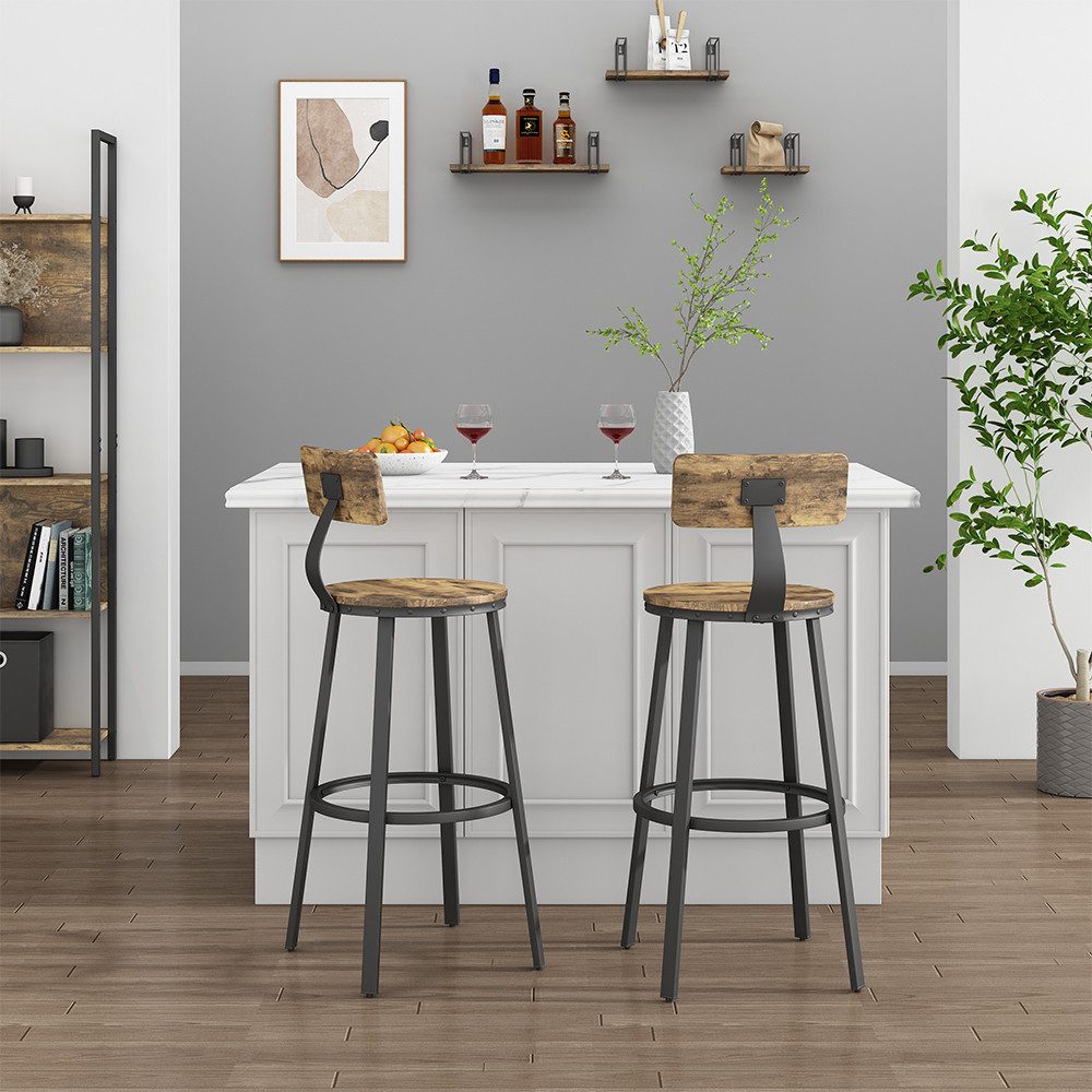 Vicco Barhocker Caracas, Eiche rustikal/Schwarz, 34 x 102 cm 2er Set