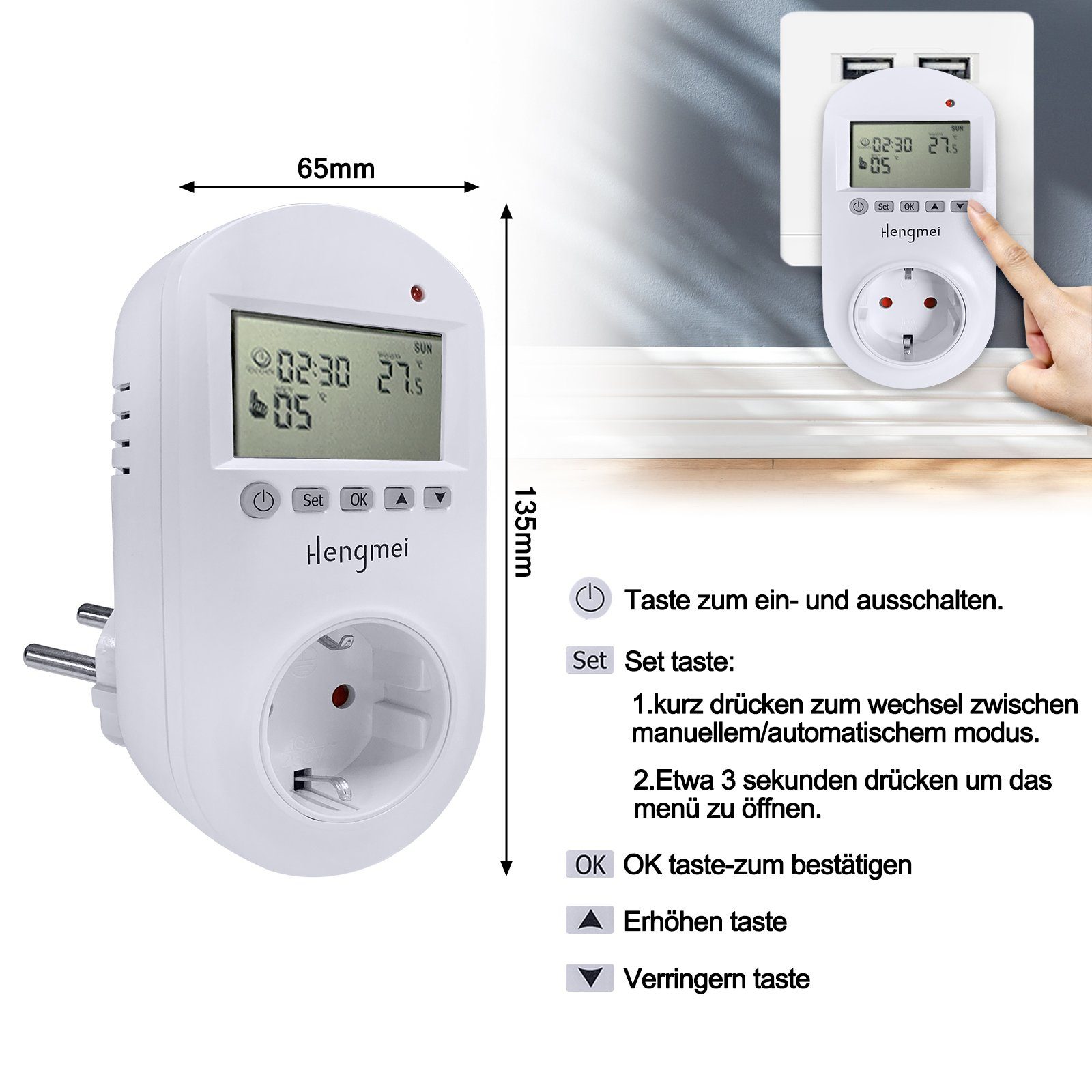 Wand Thermostat, 600W UISEBRT Heizung mit Elektroheizung Infrarotheizung