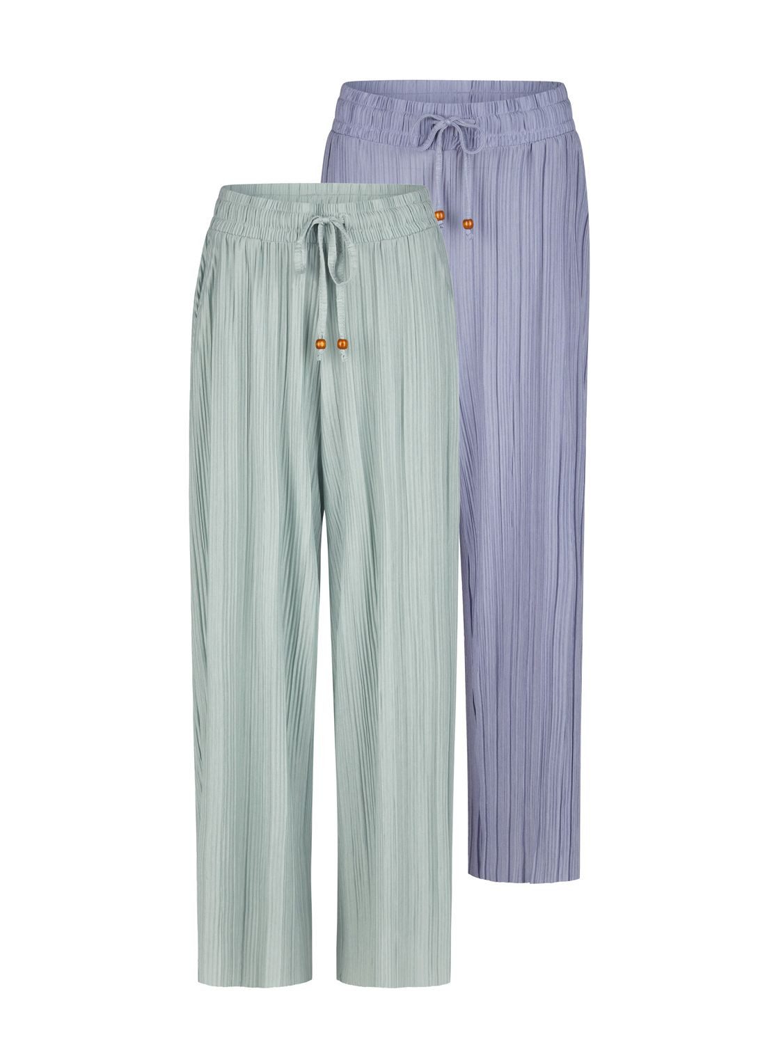 DENIMFY Chinohose Damen Palazzo Hose DFBrenda 2er Loose Fit (Vorteilspack) 7/8 Culotte mit Taschen