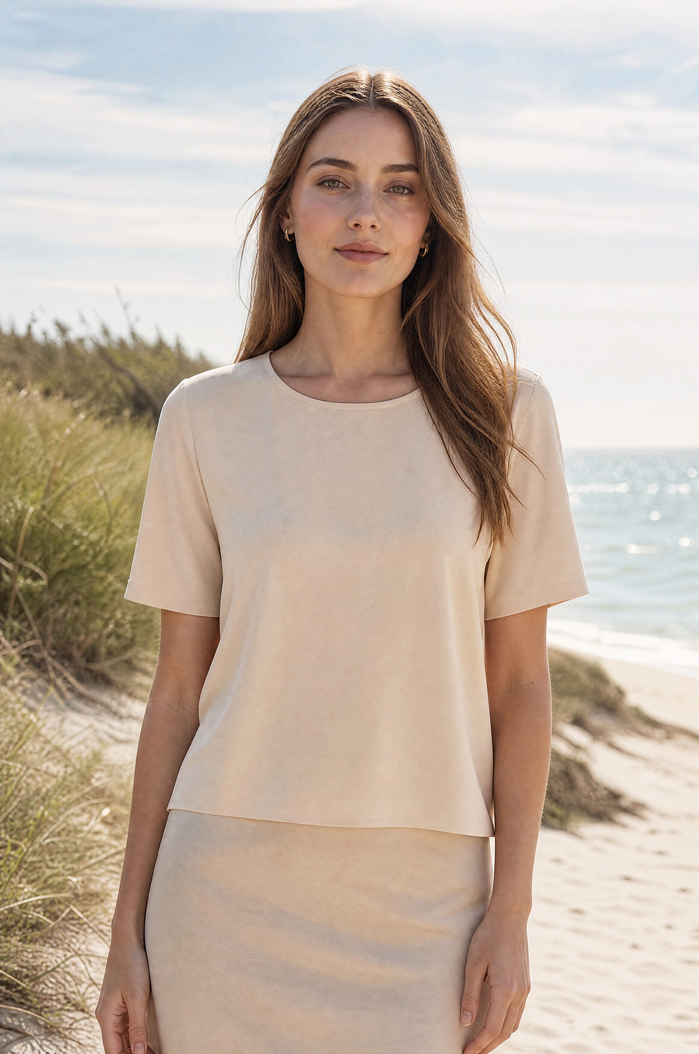 NADINE H Blusenshirt Kurzarmbluse aus Acetat mit Reißverschluss ideal Frühling elegant