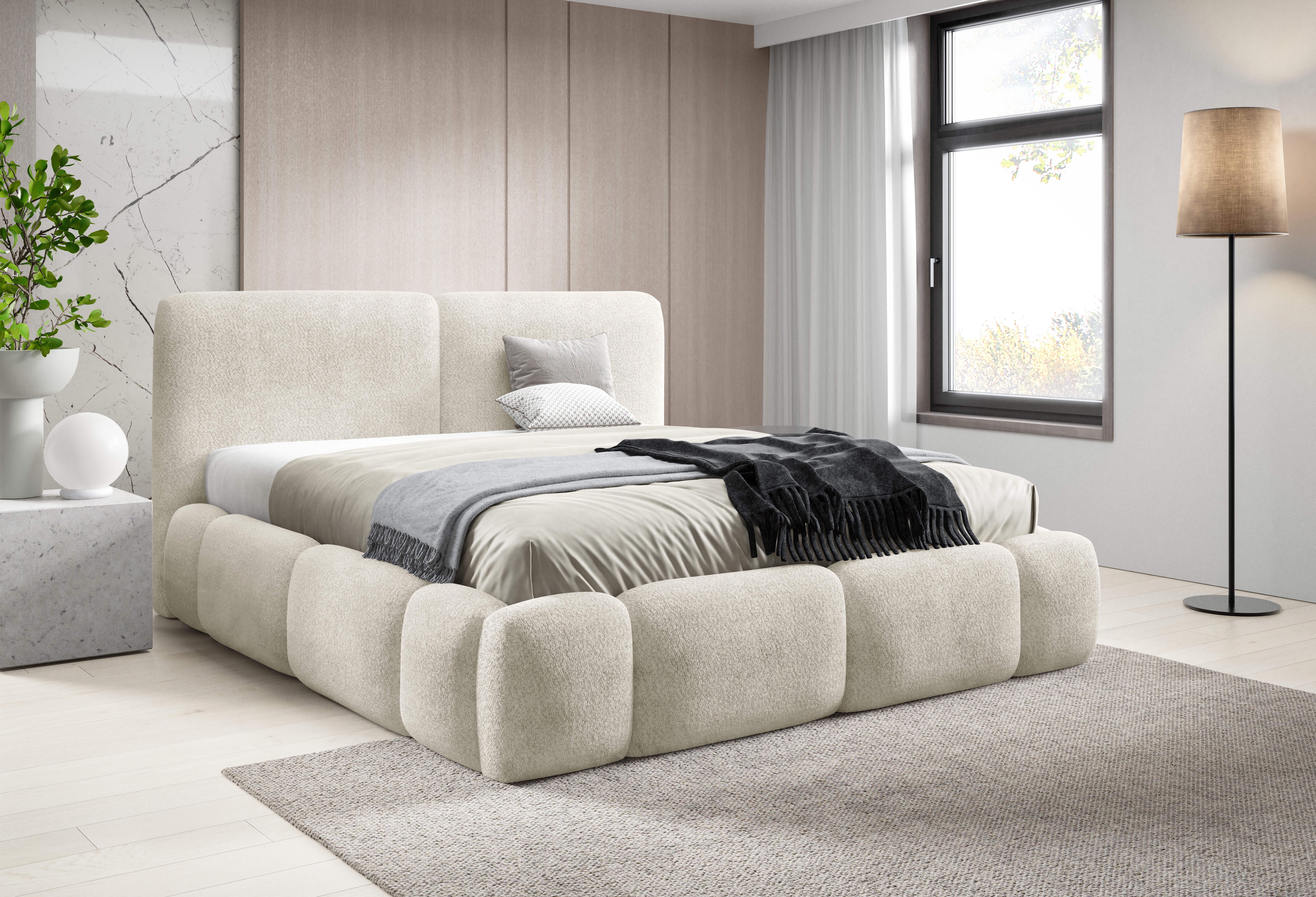yourhouse24 Polsterbett Premium Design-Polsterbett – Cloud-Bed im Chunky-Look, Luxus Wolkenbett mit Bettkasten & Lattenrost