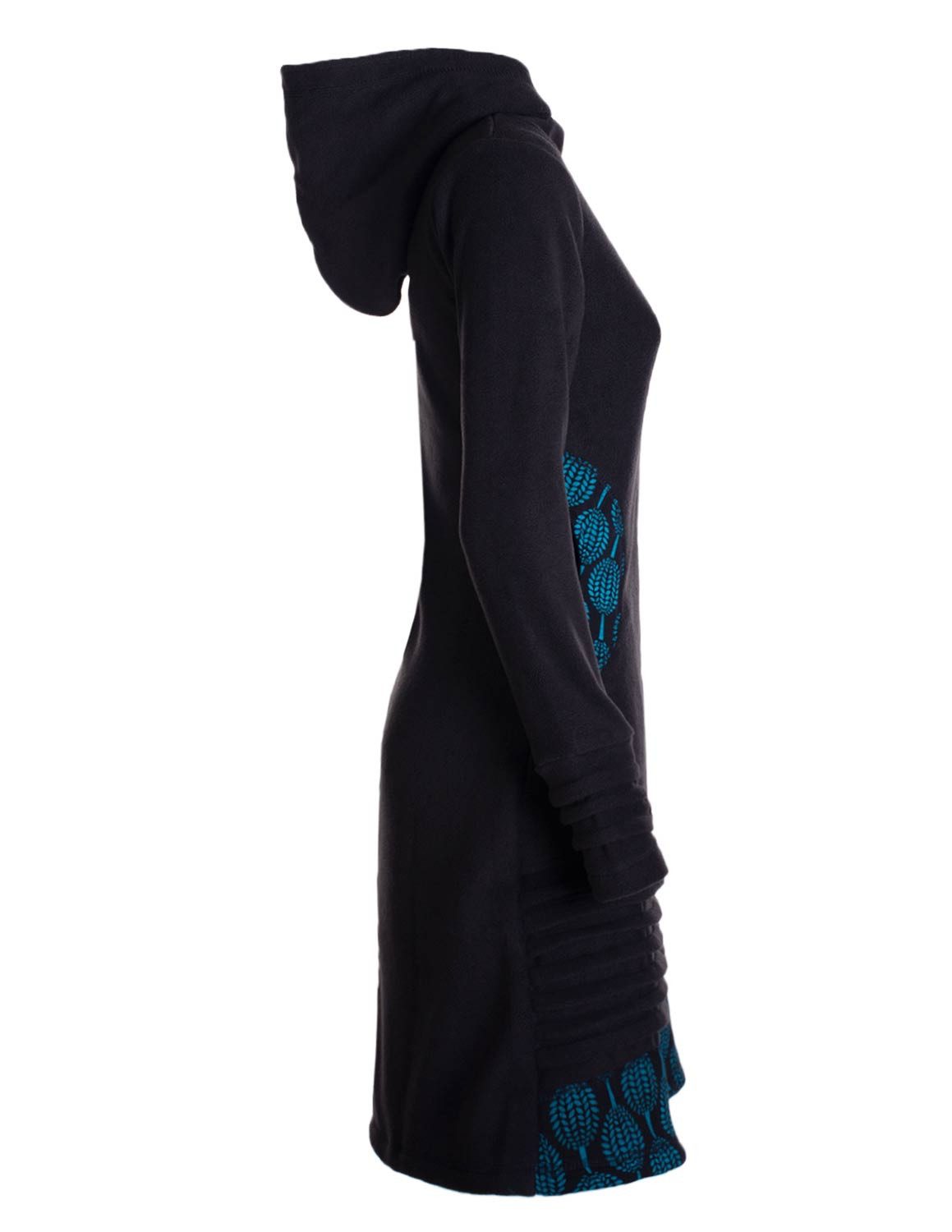 Vishes Kapuzenfleecejacke Damen Kapuzenjacke lang Fleece Hippiemantel Übergangsjacke Hoodie, Retro Style, Alternative Bekleidung
