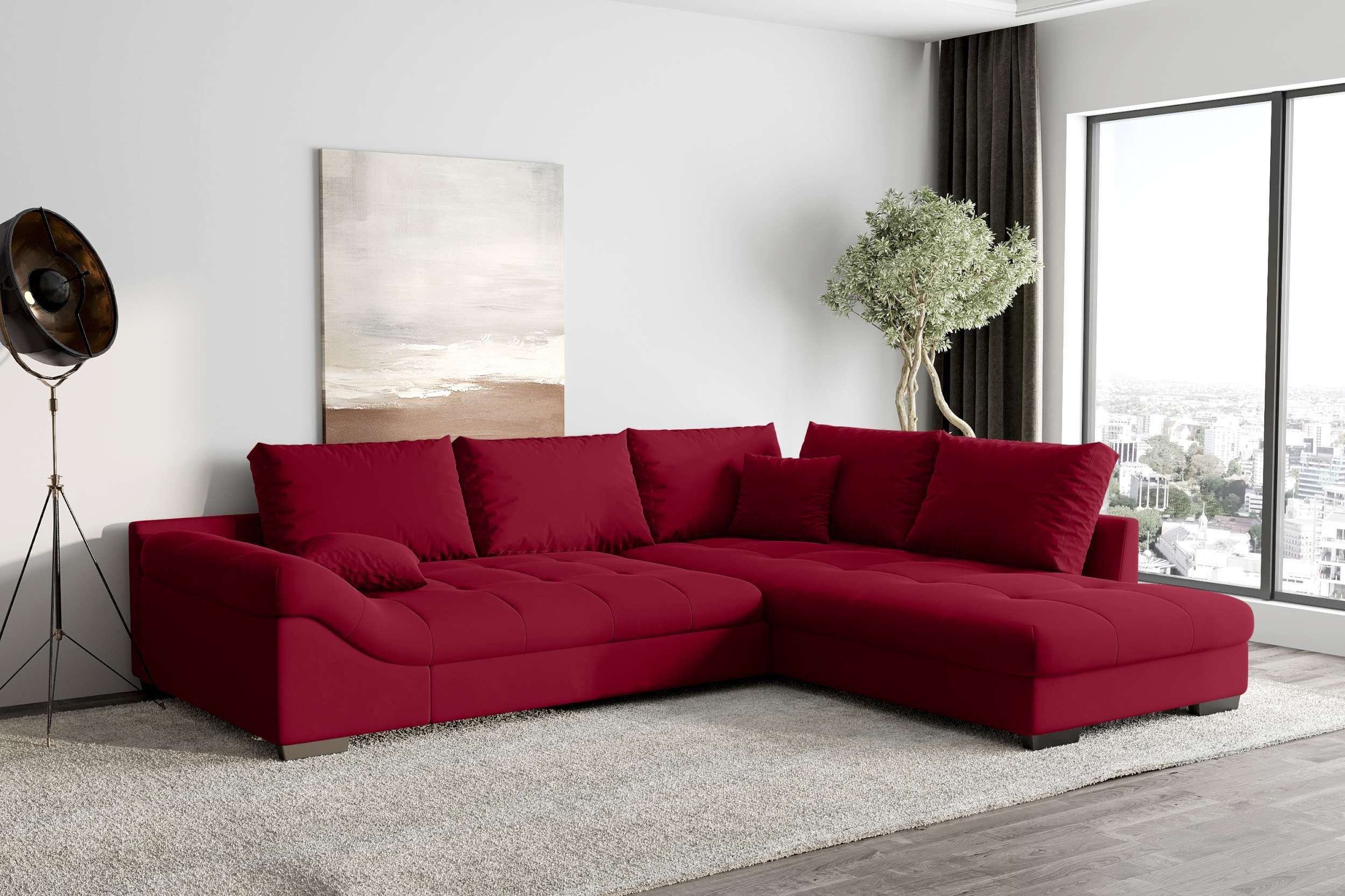 99rooms Ecksofa Terra, Sofa, L-Form, Inkl. 5 Rückenkissen, mit Rundumbezug, Wellenfederung