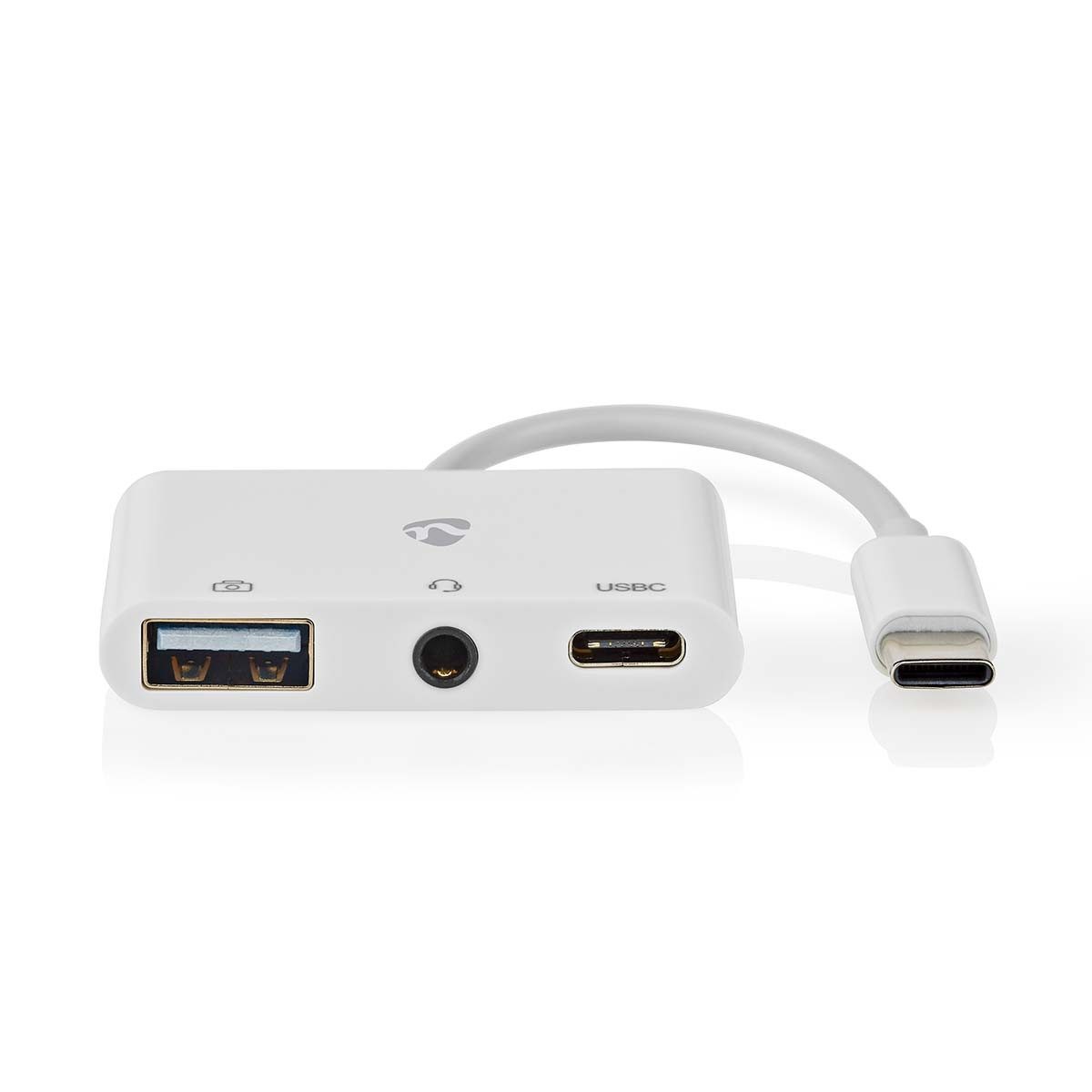 Nedis CCGB64790WT01 USB-Adapter USB Multi-Port-Adapter zu USB Multi-Port-Adapter, USB-C, USB-A, 3,5 mm Audio, für Meetings, Musik, unterwegs
