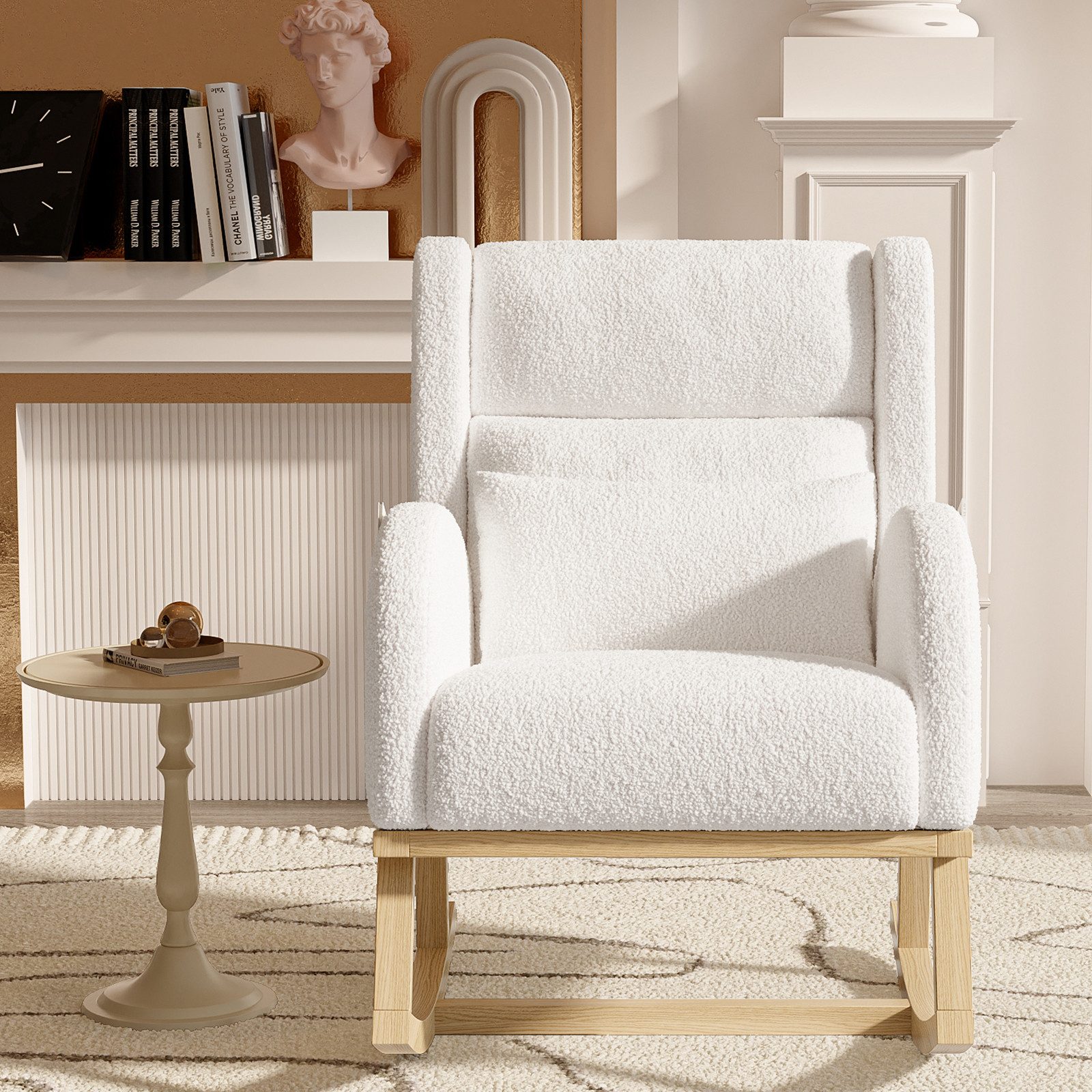 FUROKOY Schaukelstuhl Polster Relaxstuhl Schaukelsessel mit Holzsockel und günstig online kaufen