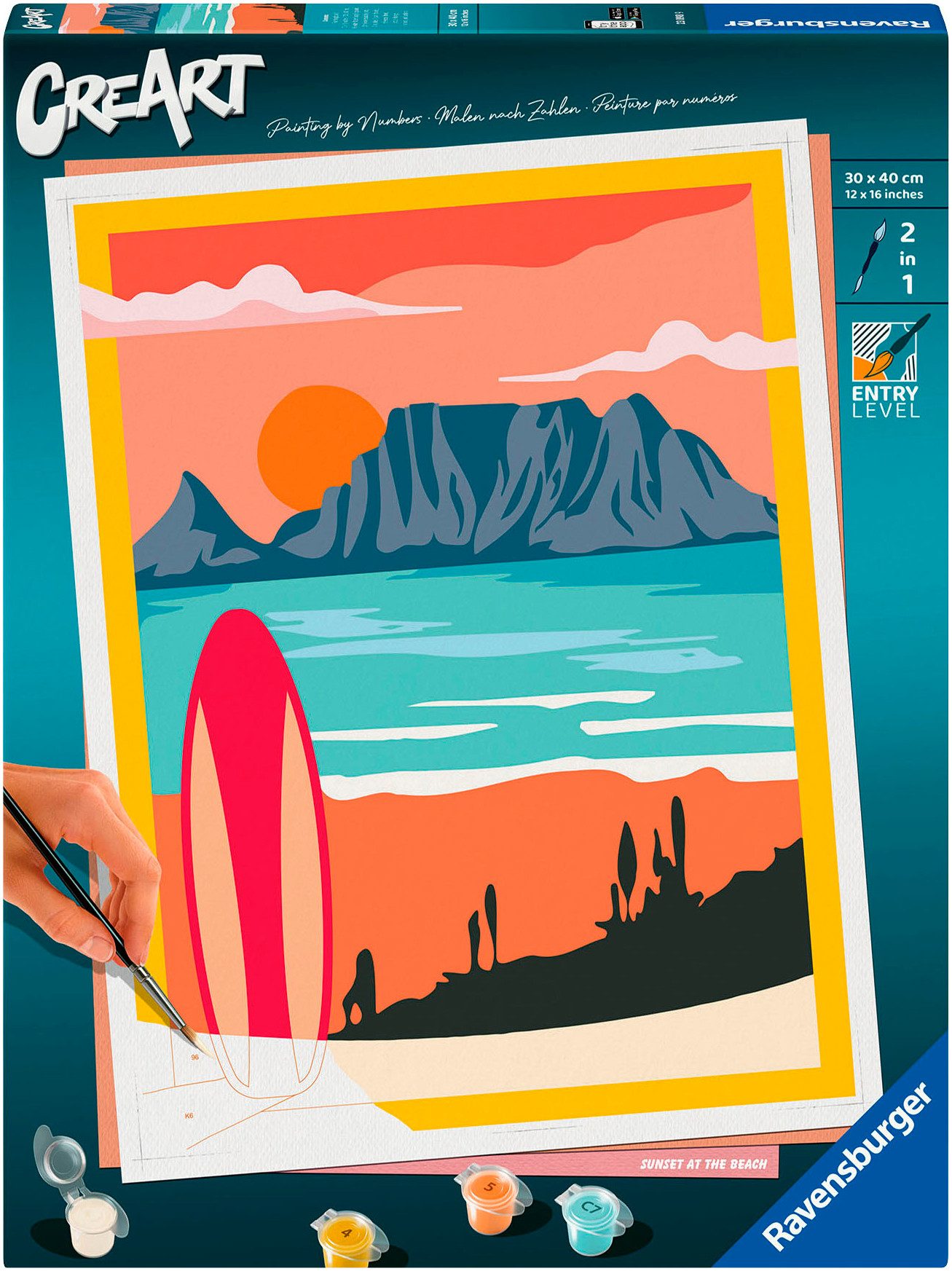 Ravensburger Malen nach Zahlen CreArt, Sonnenuntergang am Strand, Made in Europe