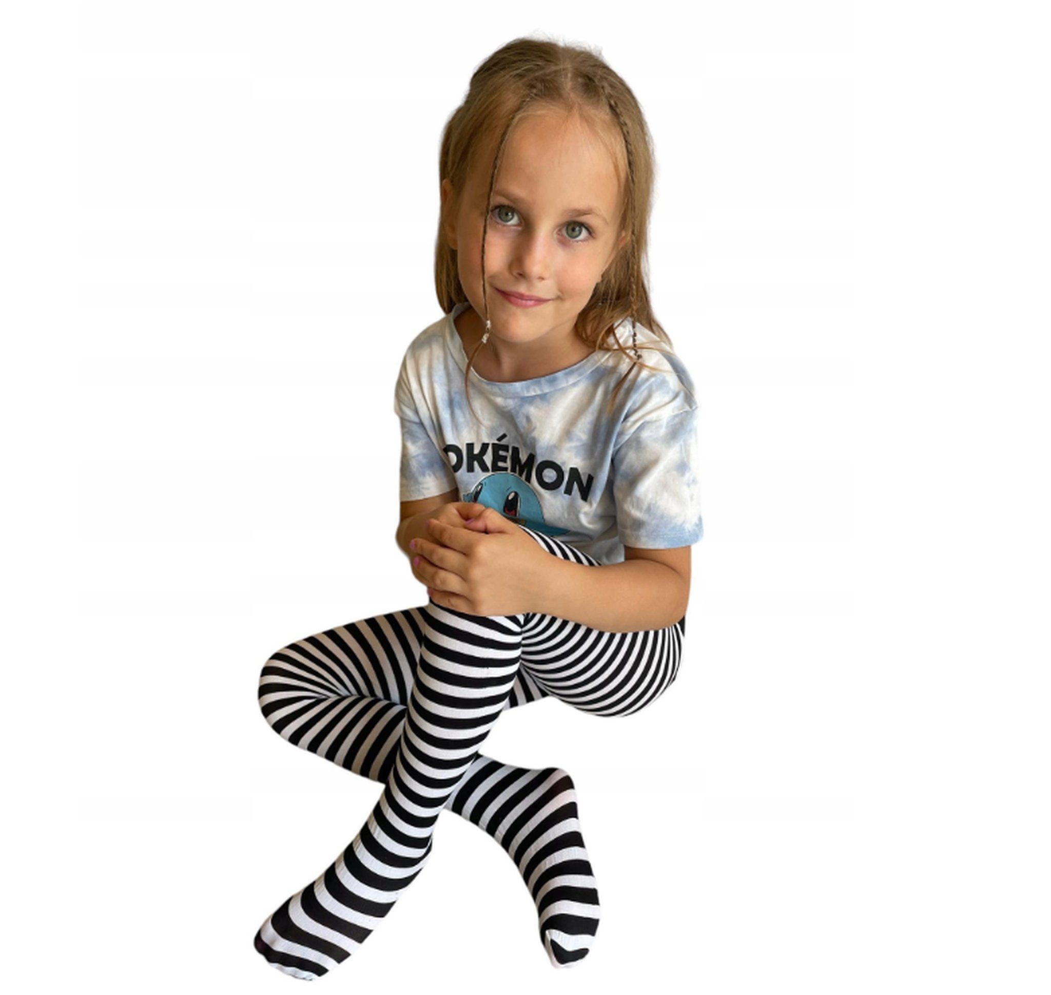 Festivalartikel Strumpfhose Kinder Strumpfhose Wednesday Familie Addams Strumpfhosen Schwarz Weiss