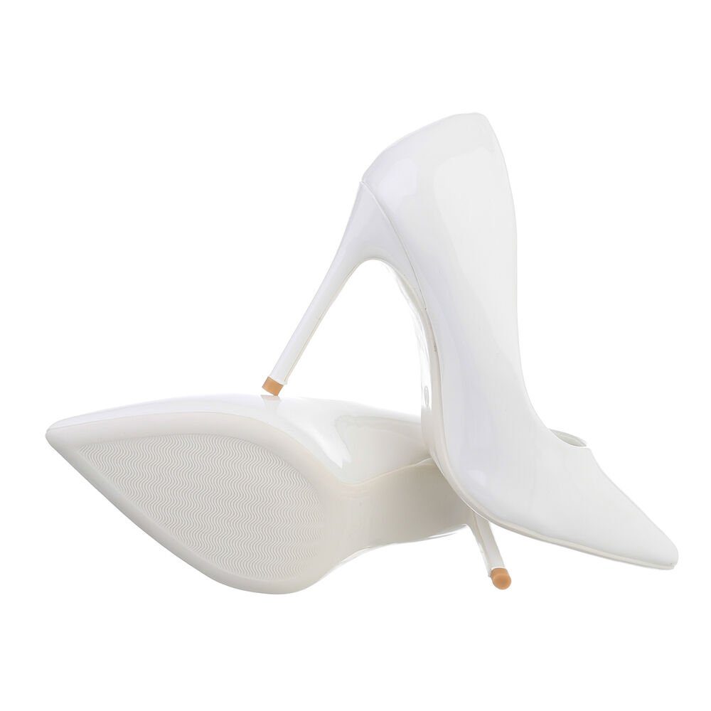 Ital-Design Damen Abendschuhe Elegant High-Heel-Pumps Weiß Heel Pfennig-/Stilettoabsatz in Pumps High