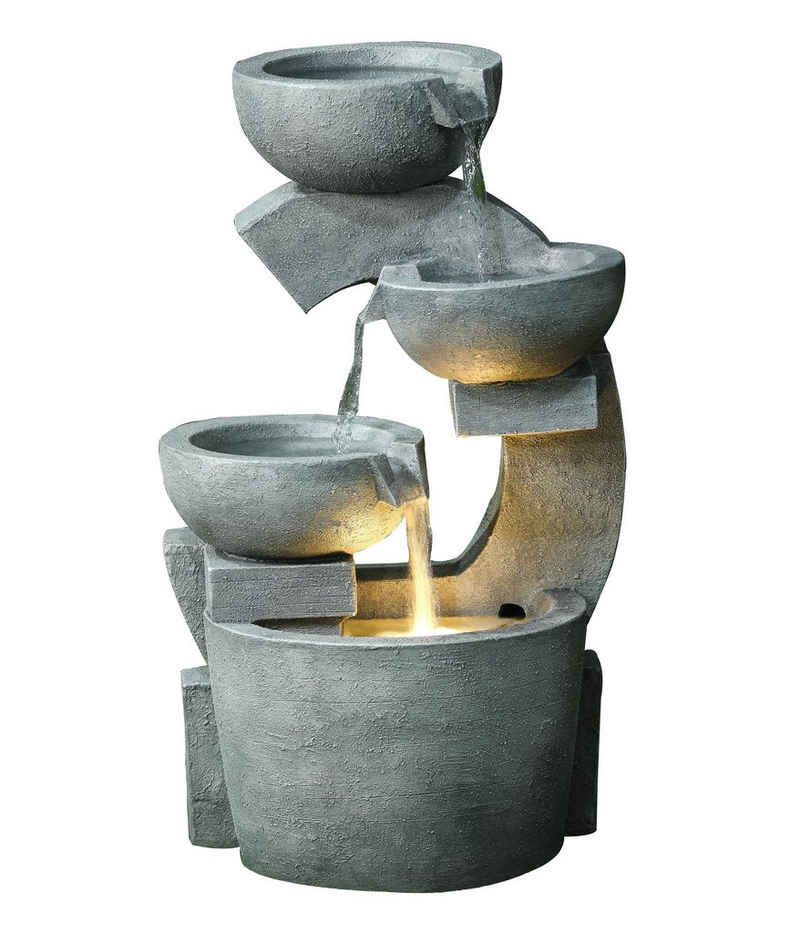 Dehner Gartenbrunnen Caserta mit LED, 72 x 41.5 x 37 cm, Polyresin, 41,5 cm Breite, Wasserspiel-Komplettset aus Kunststein mit Trafo, Pumpe und LED-Leuchte