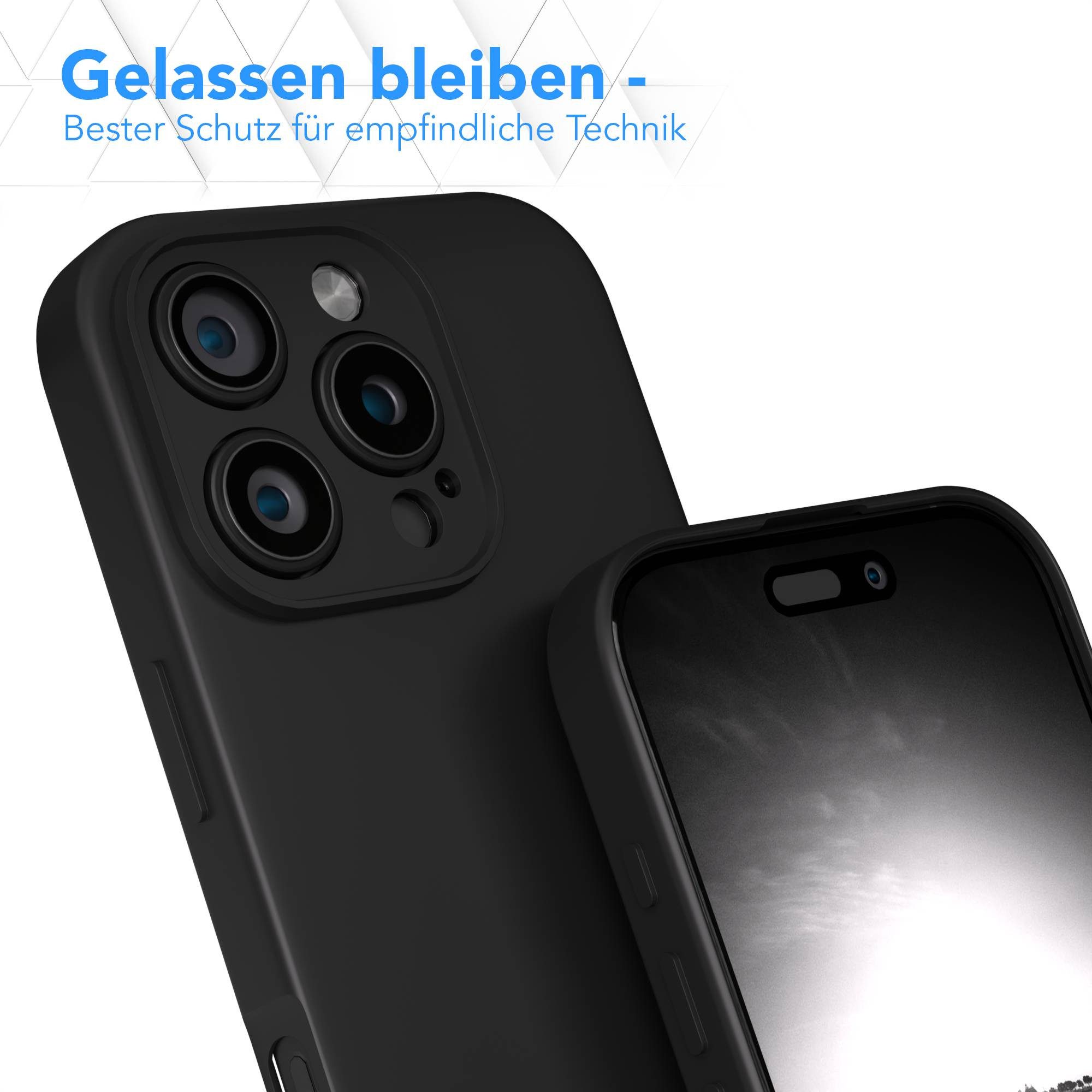 EAZY CASE Handyhülle für Apple iPhone 16 Pro Hülle Silikon 6,3 Zoll, Silikon Schutzhülle mit Kameraschutz kratzfest Back Cover Etui Schwarz – Bild 4 von 5