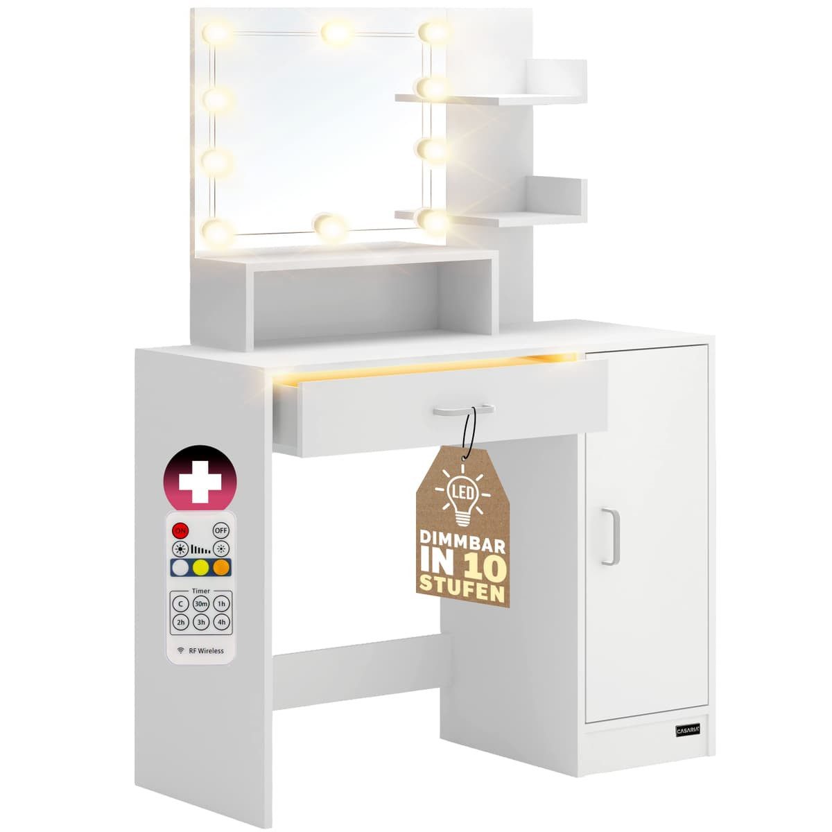 Casaria Schminktisch Jocelyn (1-St), mit Spiegel und LED Beleuchtung Schmin günstig online kaufen