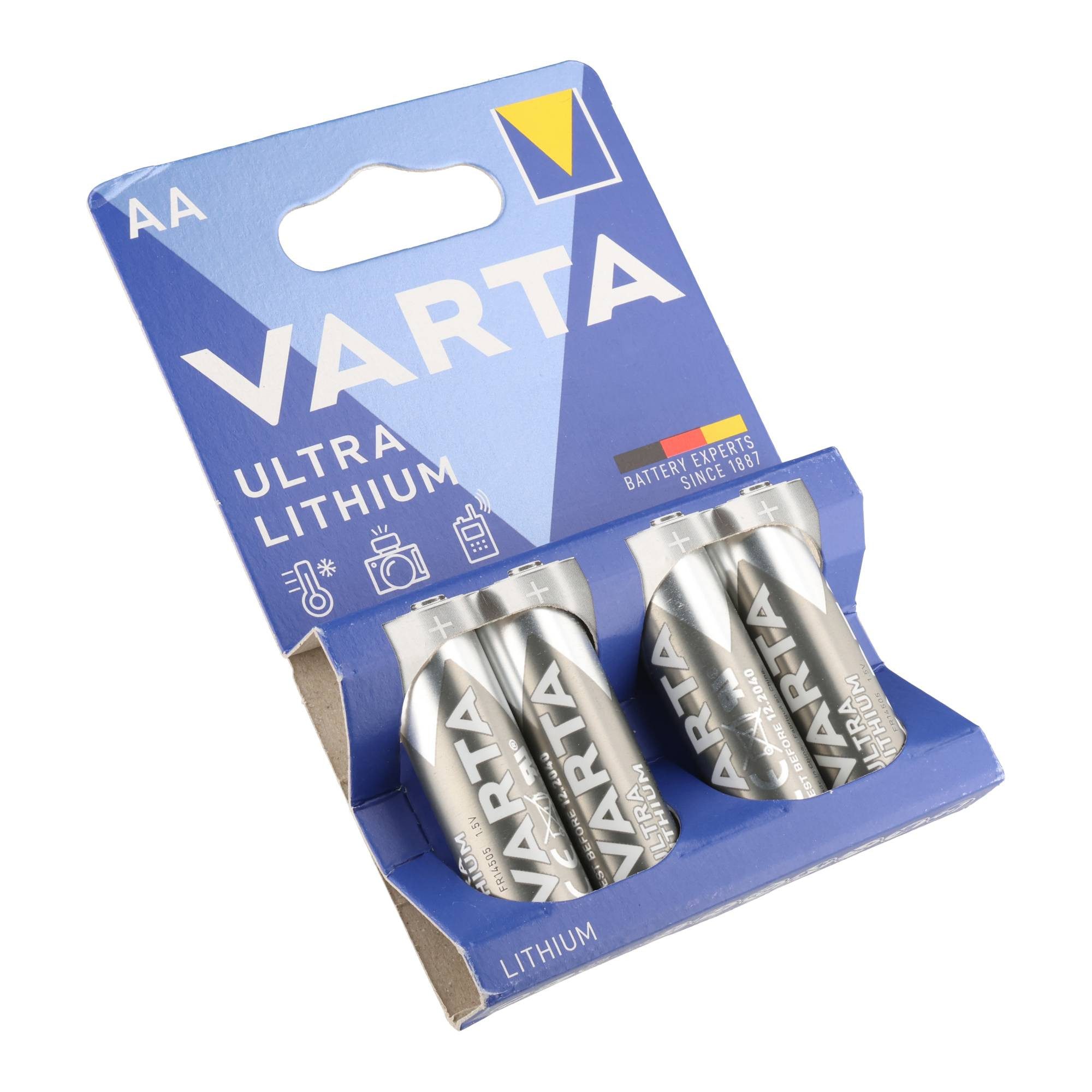 VARTA Varta Ultra Lithium Mignon AA, Varta Lithium Batterien, 6106, 1,5V, 4 Batterie, (1,5 V)