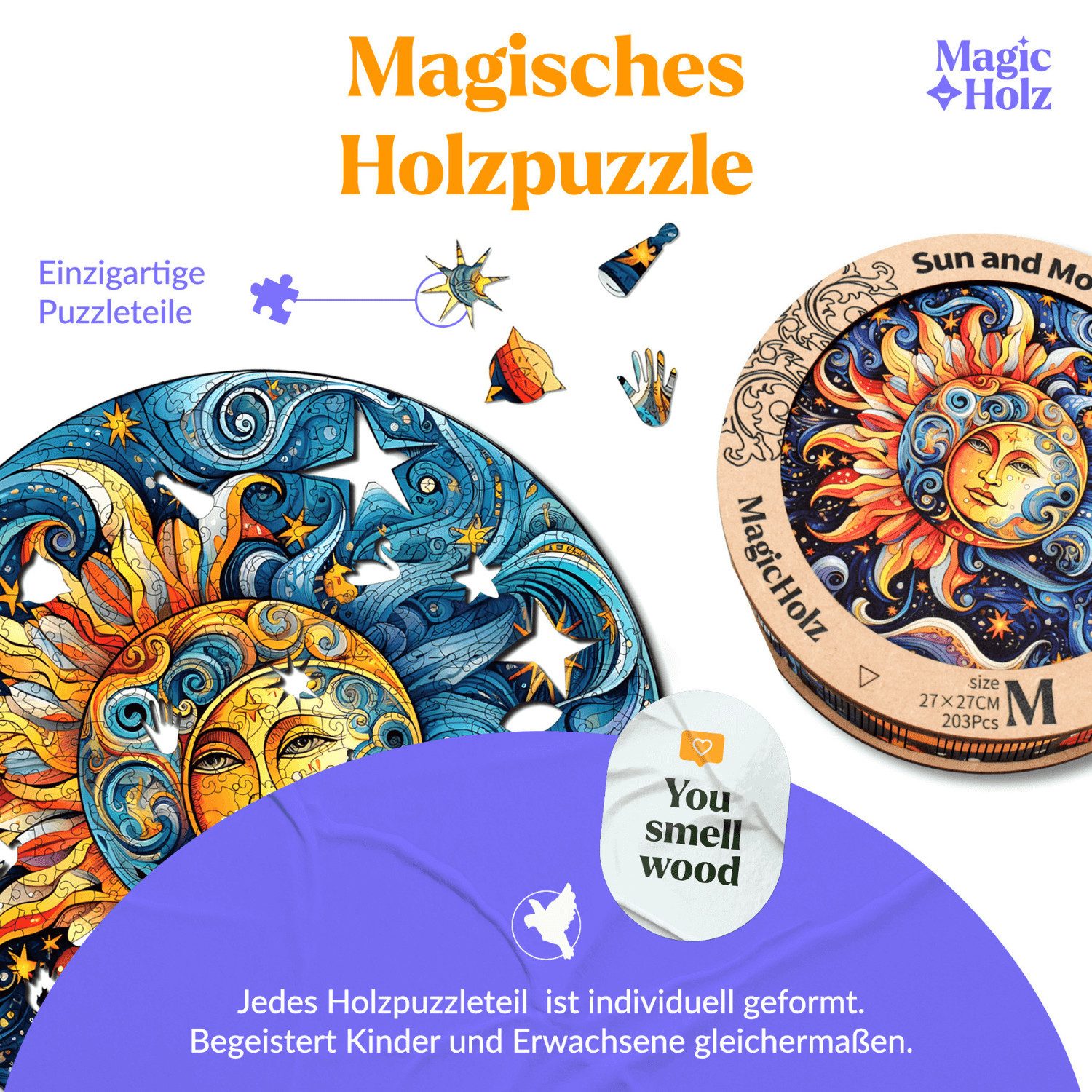 MagicHolz Puzzle MagicHolz Sonne und Mond Mandala Holzpuzzle, 311 Puzzletei günstig online kaufen