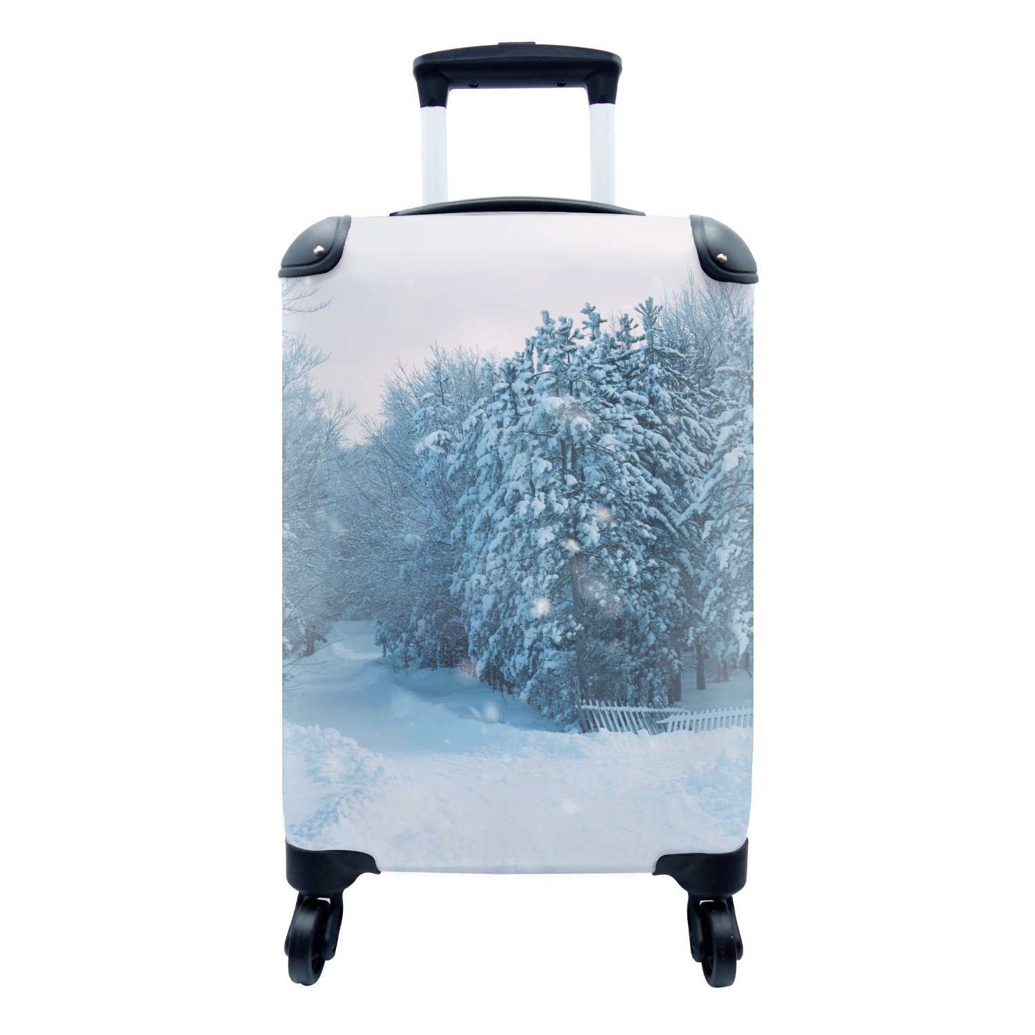 MuchoWow Handgepäckkoffer Wald - Schnee - Winter, 4 Rollen, Reisetasche mit rollen, Handgepäck für Ferien, Trolley, Reisekoffer