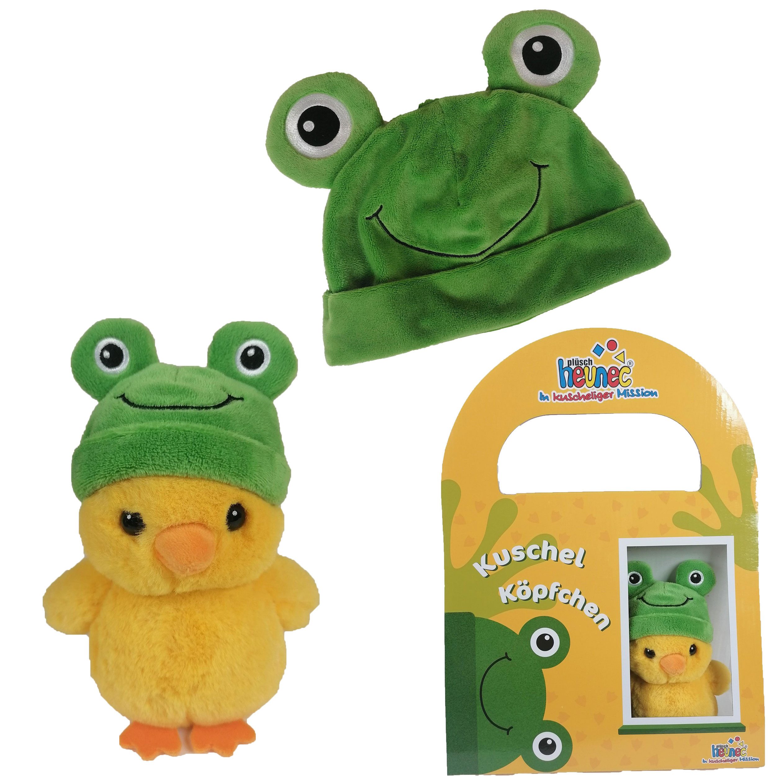 Heunec® Kuscheltier Ente 13 cm mit Froschmütze