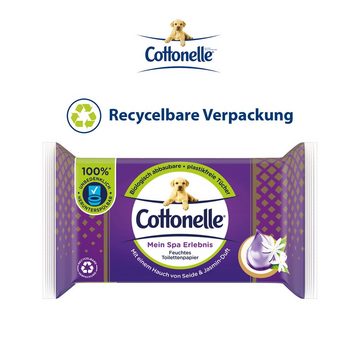 Cottonelle® Toilettenpapier Feuchtes Toilettenpapier - Seide & Jasmin, 12x42 Toilettentücher (Vorratspackung 12 x 42 Tücher), Toilettentücher