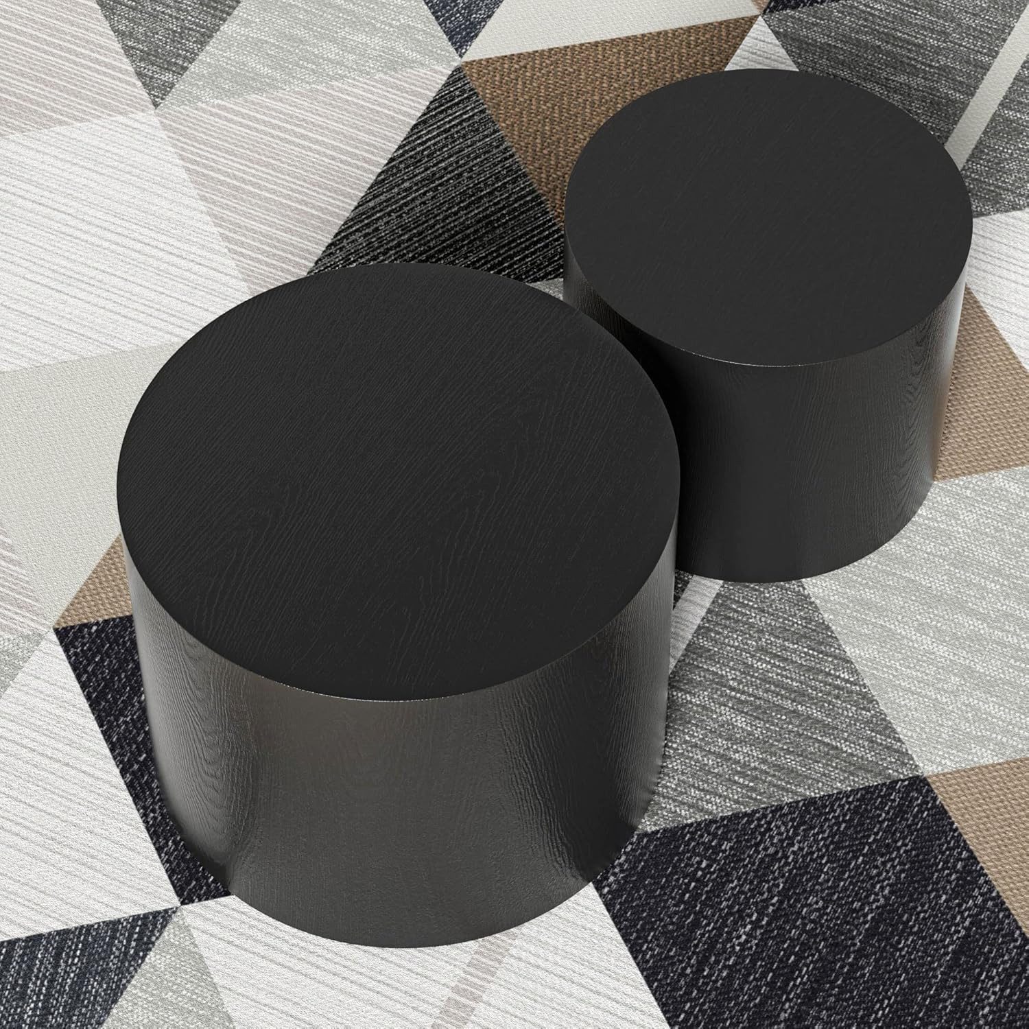 DUMOS Couchtisch 2er-Set Beistelltische,Runder Couchtisch,Akzent- und Endtische (2er-Set Nesting-Tische), Keine Montage