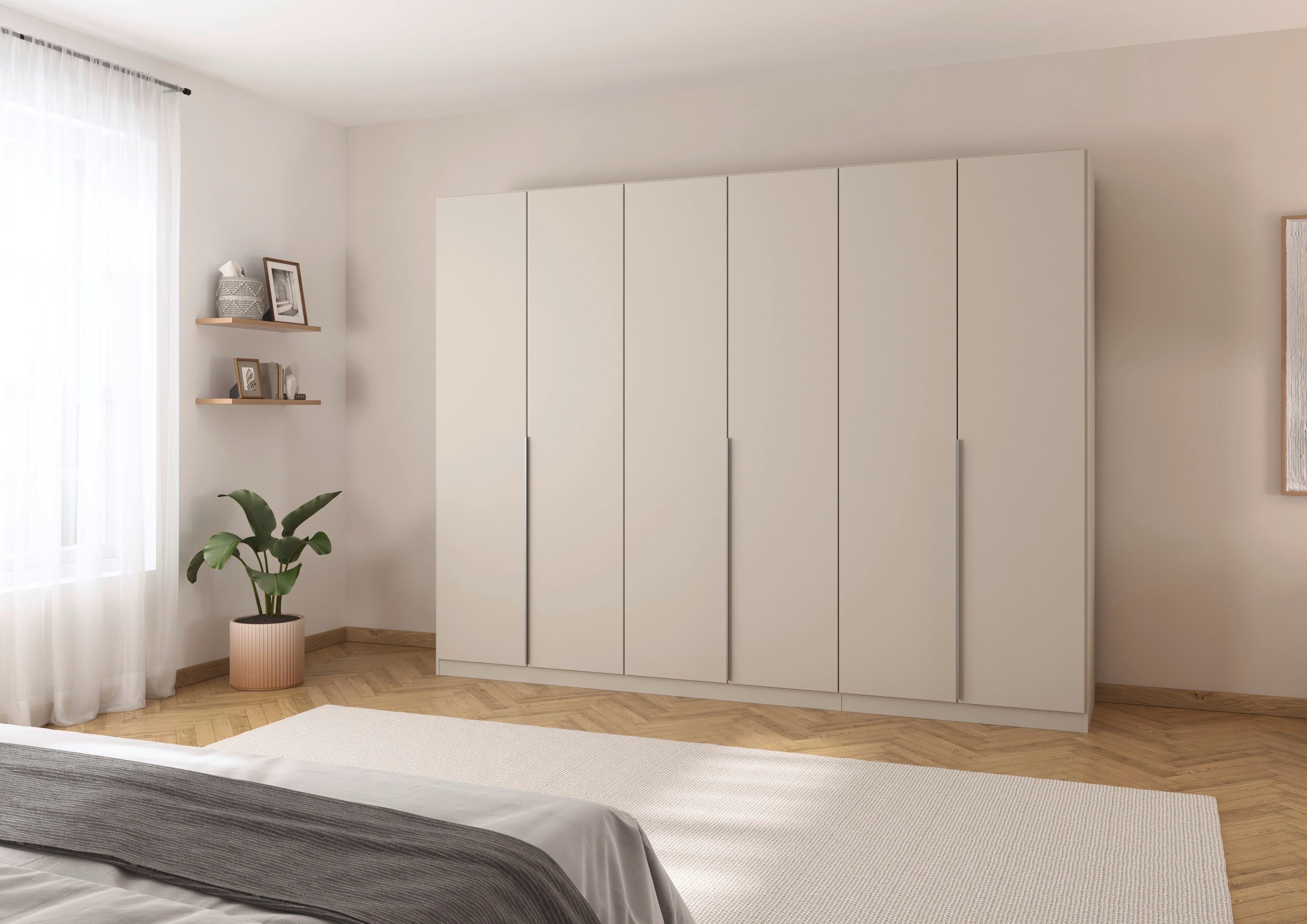 OTTO home Drehtürenschrank Kleiderschrank Schrank Garderobe AGORDO Schlafzimmer (in zwei Griff-Farben, Breiten 91-405 cm, Dekor- oder Hochglanzfront) durchdachte Innenausstattung, in 8 Breiten und 2 Höhen MADE IN GERMANY