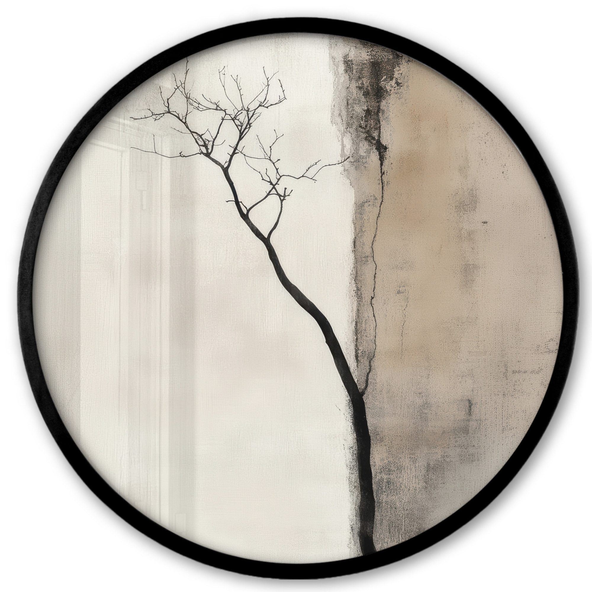 MuchoWow Poster Rund - Wabi sabi - Pflanze - Beige, (1 St), Runde Wandbilder, Deko für Wohnzimmer und Schlafzimmer, 40x40 cm