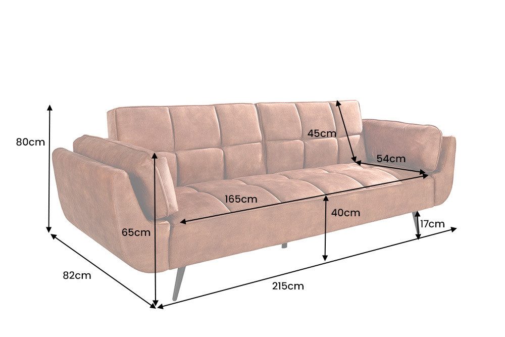 riess-ambiente Schlafsofa BOUTIQUE 215cm rostbraun/schwarz - Samt, Bettfunktion, Nosagefederung, Einzelartikel 1 Teile, Retro Couch inkl. Kissen - ideal für Woh – Bild 3 von 5