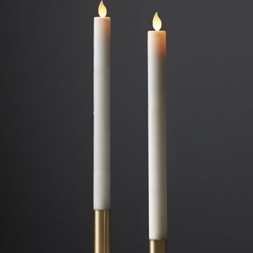 STAR TRADING LED-Kerze LED Stabkerzen bewegte Flamme Echtwachs H: 30cm Timer weiß 2er Set (2-tlg)