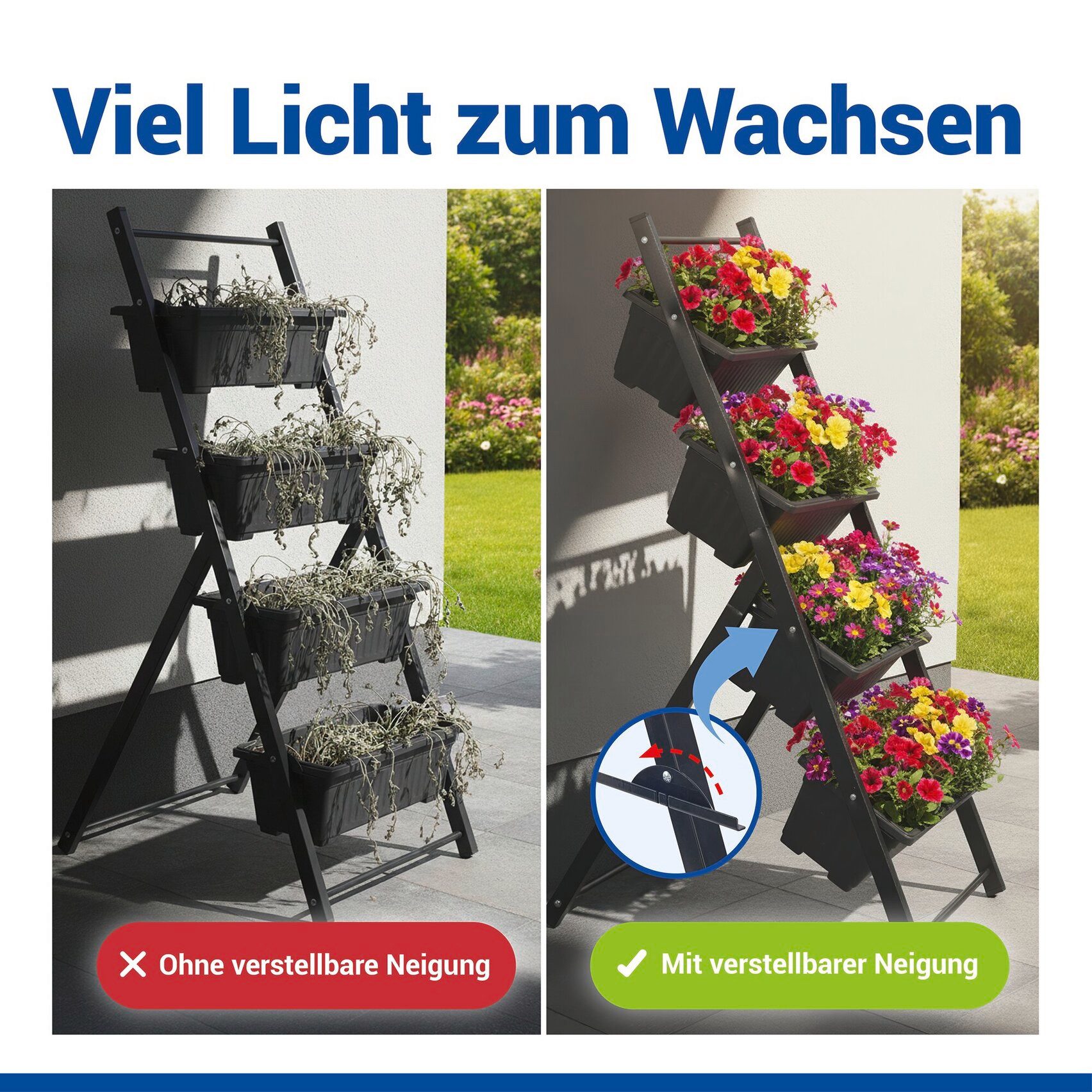 Maximex Hochbeet Vertikales Hochbeet 4 Etagen, vertikales Hochbeet für Balkon & Terrasse, herausnehmbare Pflanzkästen – Bild 4 von 5