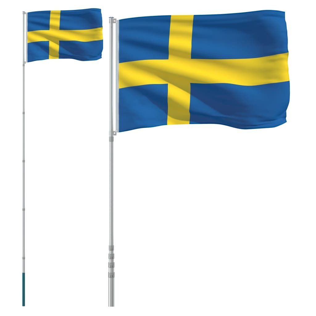 vidaXL Flagge Flagge Schwedens mit Mast 5,5 m Aluminium