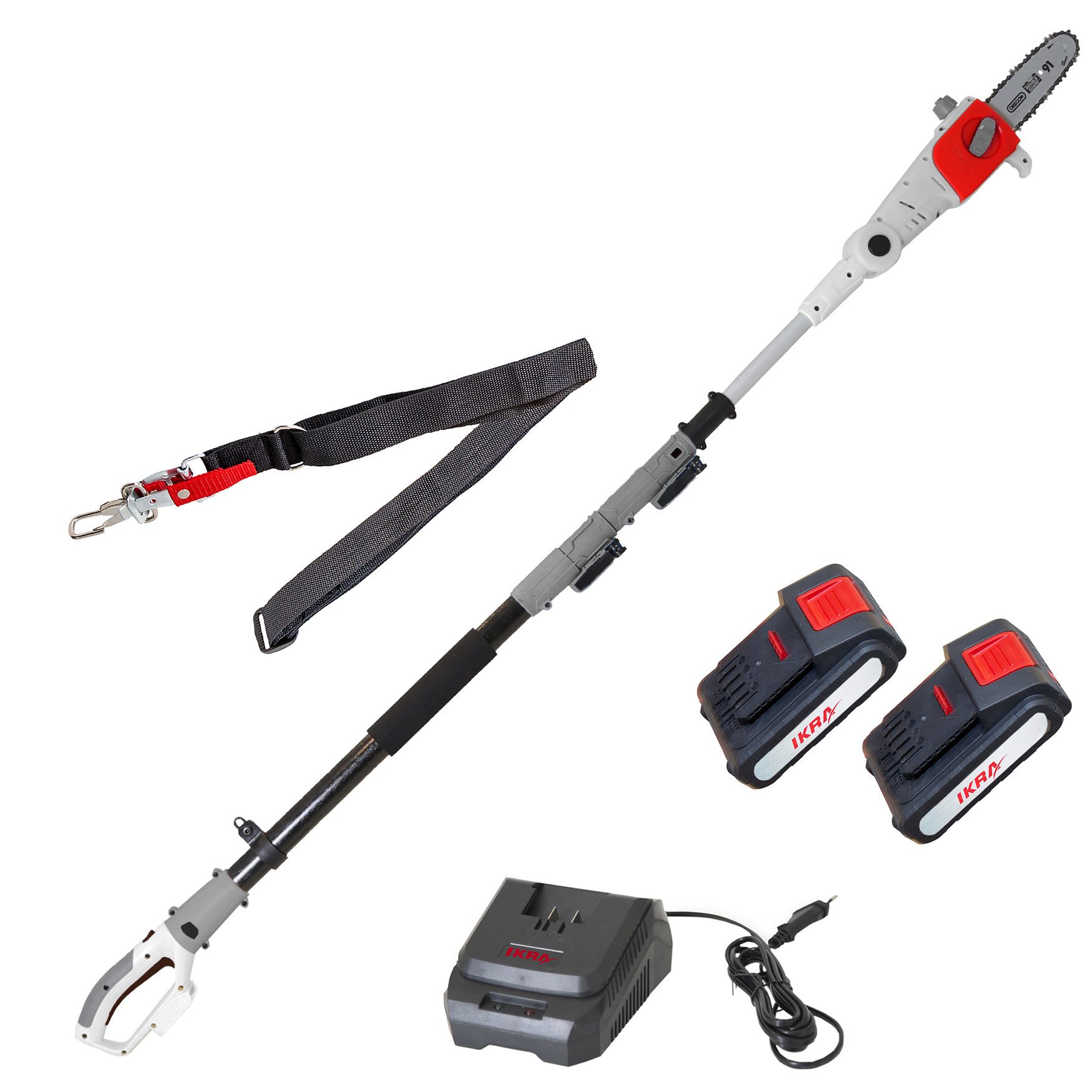 ikra GmbH Akku-Hochentaster ICPS 2020, bis 4 m Arbeitshöhe, (inkl. Akku & Schnelllader), 20 cm Sägelänge, bis 4m Arbeitshöhe, inkl. 2. Akku & Schnelllader