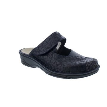 BERKEMANN Heliane Clog, dunkelblau shiny, Leder / Stretch, Wechselfußbett, Weit Clog