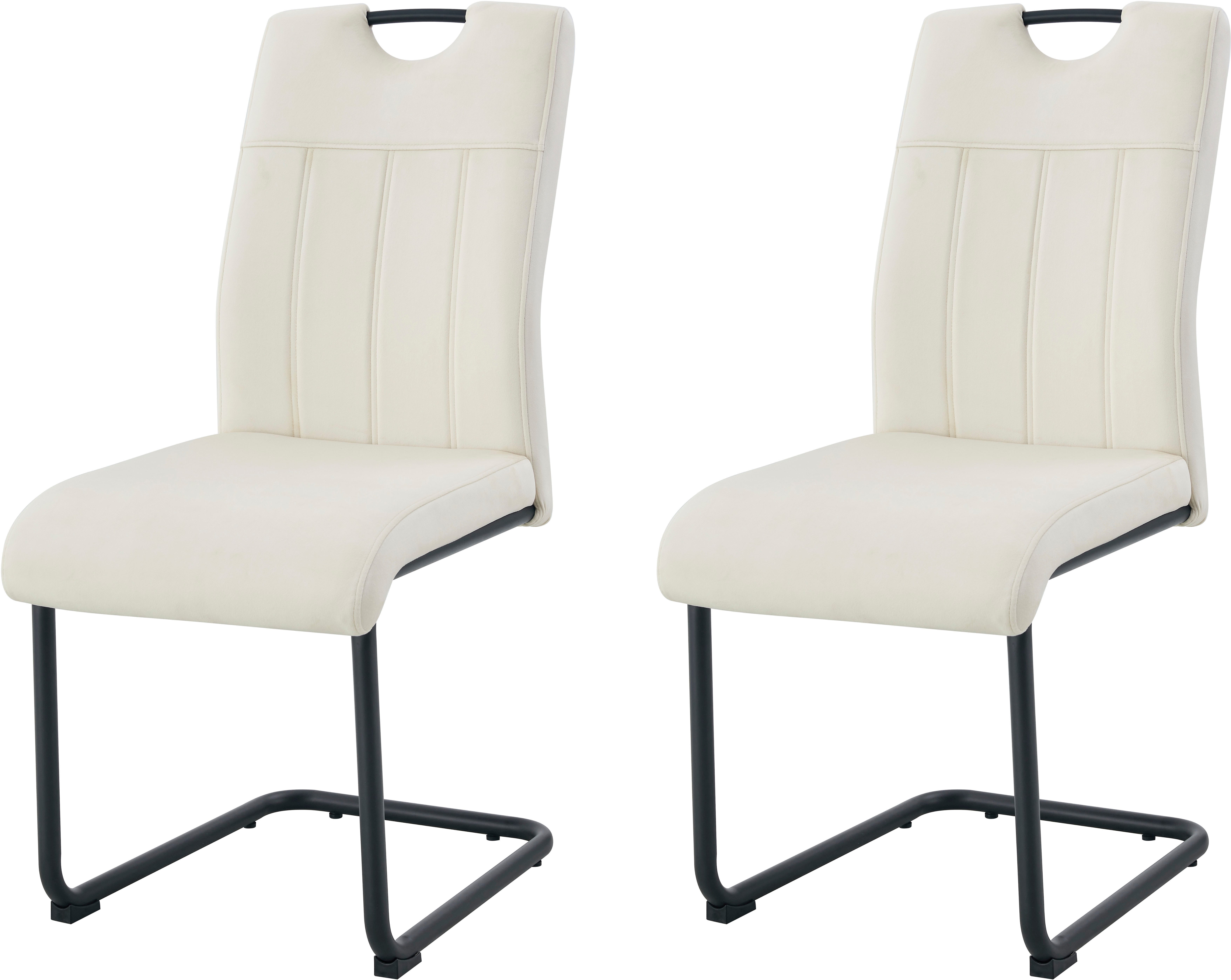 INOSIGN Esszimmerstuhl AIRDRIE, 2er Set, mit Metallgestell in matt schwarz (Set, 2 St), in verschiedenen Farben, Belsatbarkeit pro Stuhl 120 kg, mit Griffloch