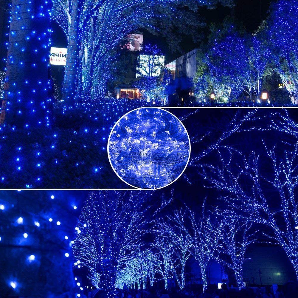 MUPOO LED LED-Lichtervorhang LED-Streifen Stripe 100-2000LED, 8Modi LED 220V Blau LED Wasser, IP44 Lichterketten -Lichterkette