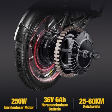 HITWAY E-Bike, Faltbares Mini-Elektrofahrrad, 17.42KG, 250W Motor, 25-60KM Reichweite