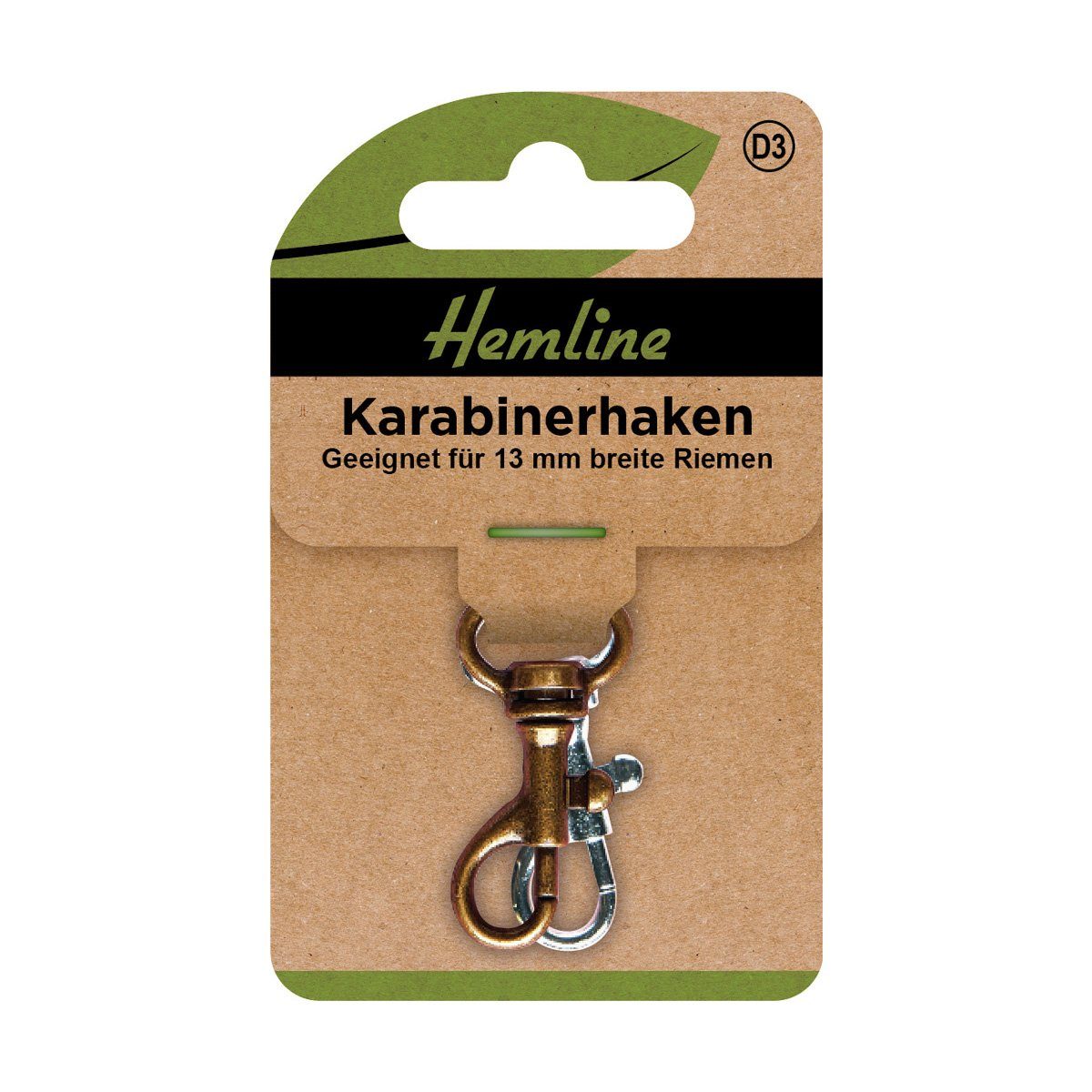 Hemline Nähmaschinentasche Karabinerhaken 13 mm bronze silber 2 St