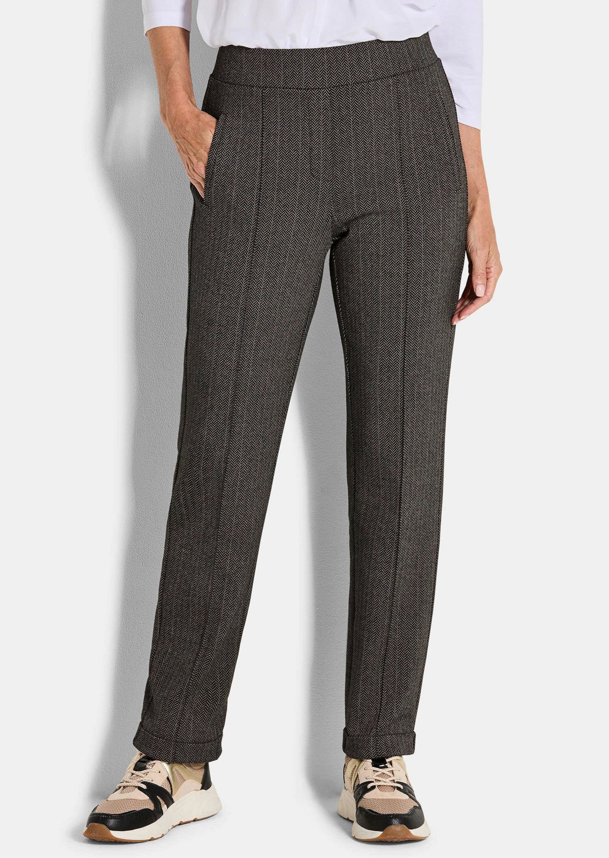 GOLDNER Schlupfhose Kurzgröße: Businesshose CARLA mit Fischgrätmuster Stret günstig online kaufen