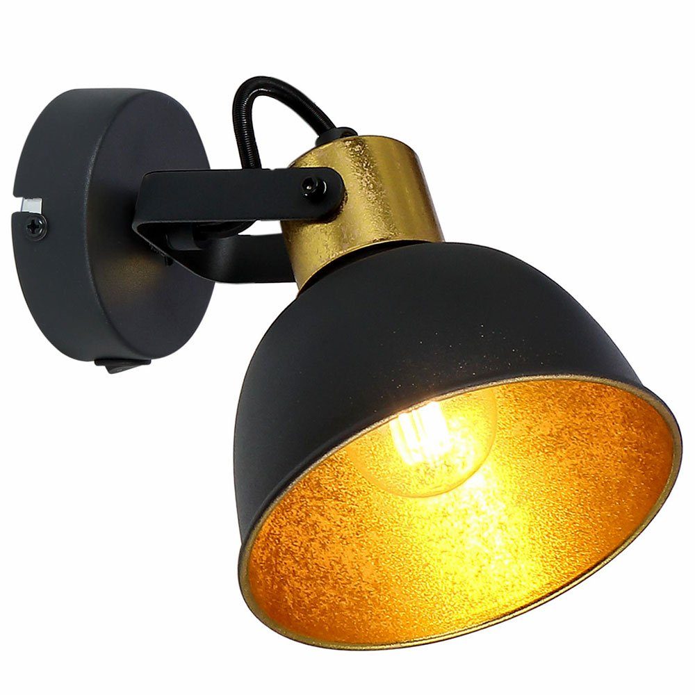 Set SCHWARZ Leuchte Warmweiß, Wandleuchte, Lampe Farbwechsel, Dielen Spot LED Wand Leuchtmittel im GOLD etc-shop inklusive, Zimmer Ess