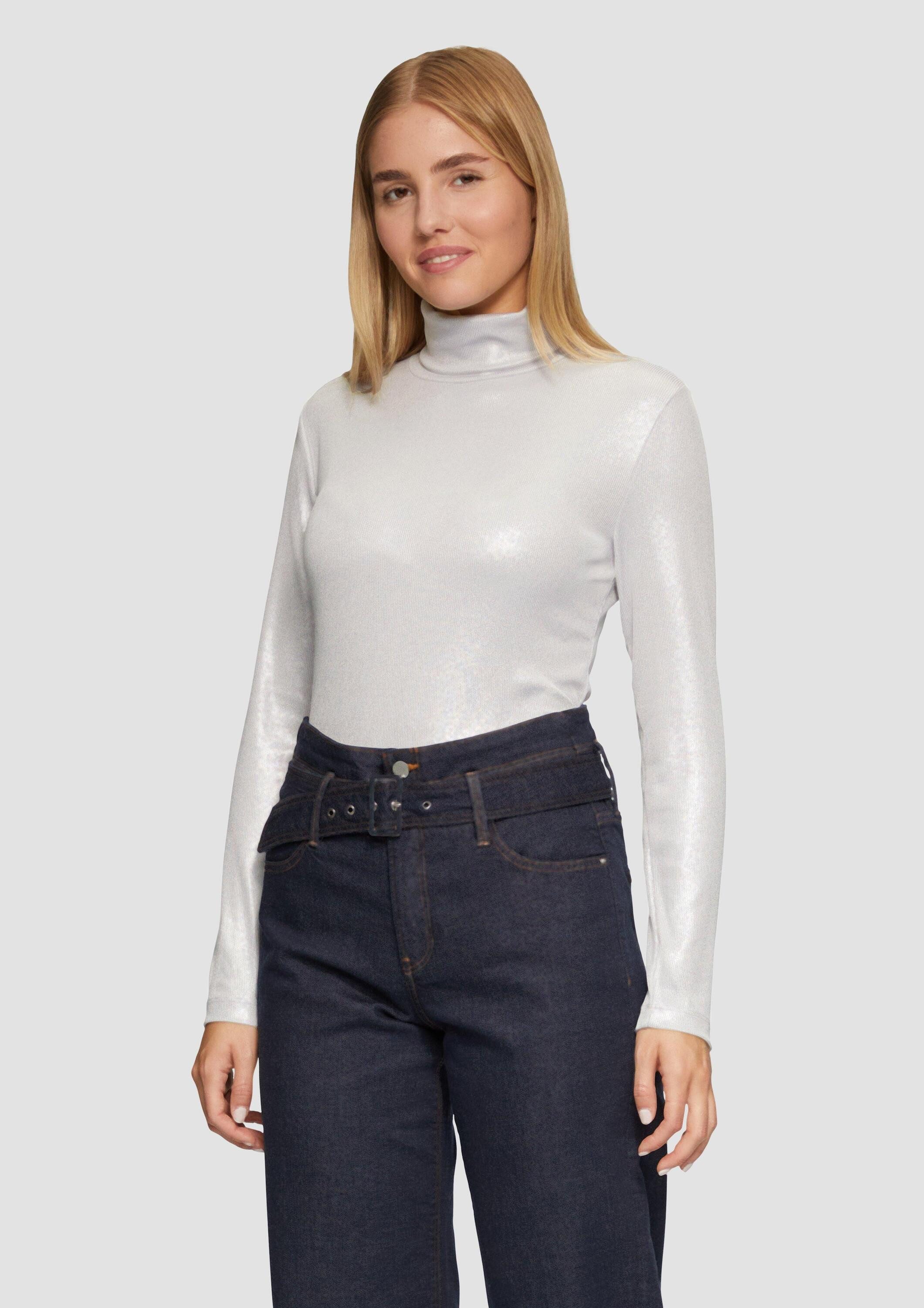 s.Oliver Langarmshirt T-Shirt Langarmshirt mit Silber-Coating im Slim Fit günstig online kaufen