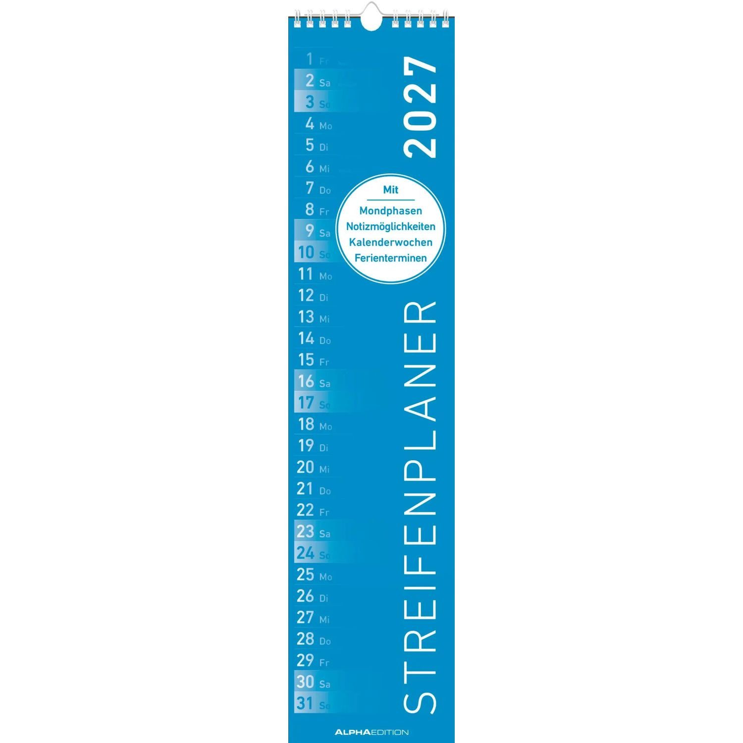 NEUMANN Wandkalender Streifenplaner BLAU 2027
