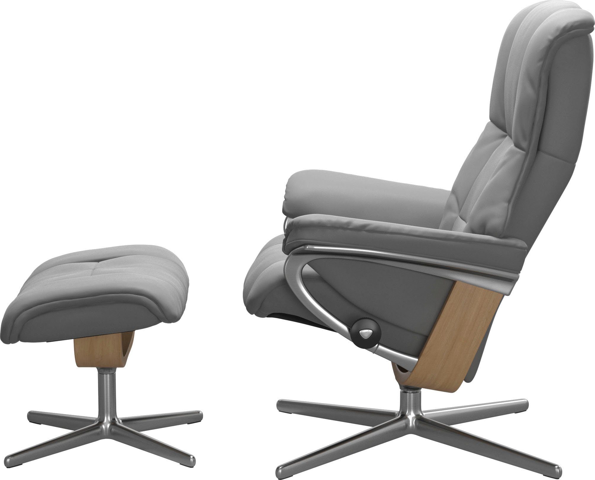 Stressless® Holzakzent Größe mit mit Base, Cross Hocker), L, S, Eiche (Set, & mit Relaxsessel M Mayfair Hocker, Relaxsessel