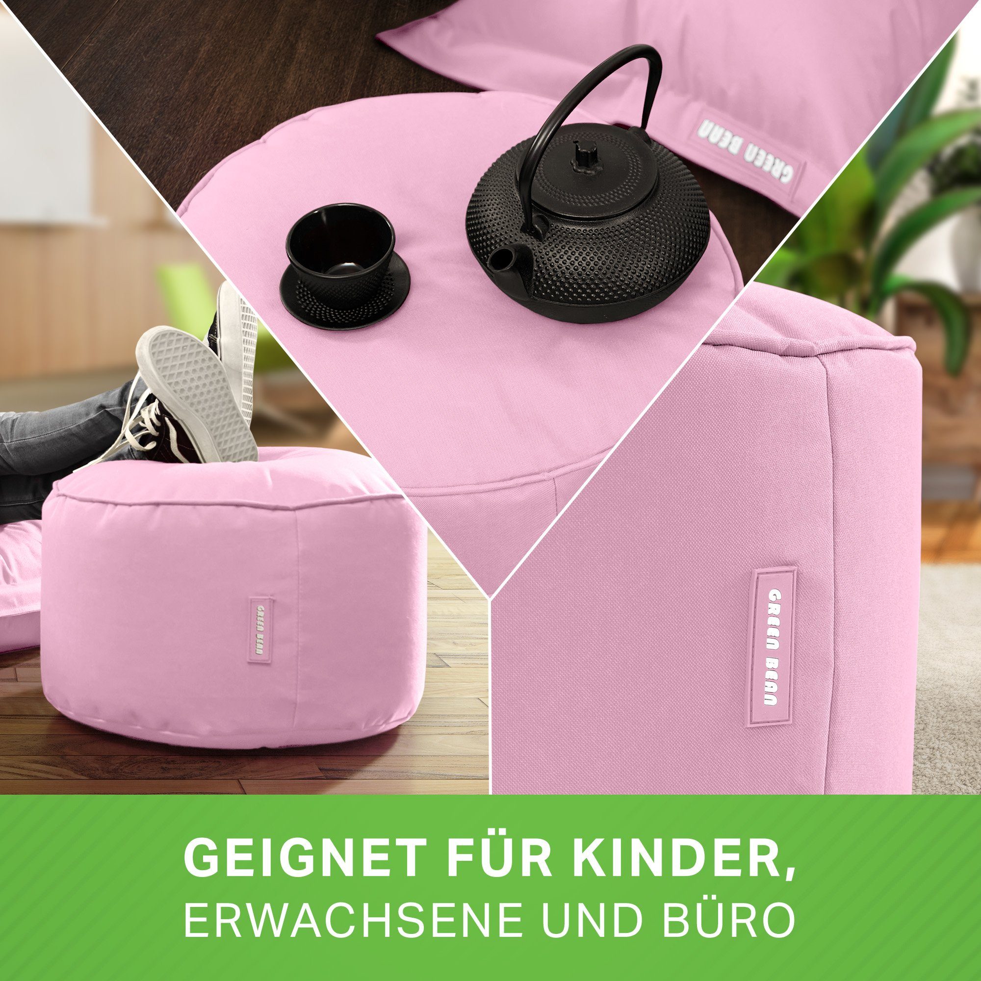 -, Füllung - Erwachsene Sitzhocker EPS-Perlen Rosa Green für 25x45cm Stay Pouf mit Bodenkissen Sitzkissen Fußhocker Bean Sitzsäcke), (Sitzsack-Hocker Fußkissen Sitz-Pouf und Kinder für