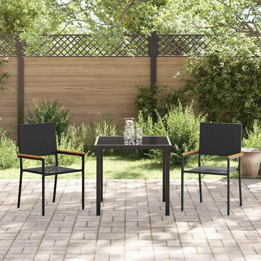 vidaXL Gartenstuhl Garten Stapelstühle 2 Stk. Schwarz und Braun (2 St)