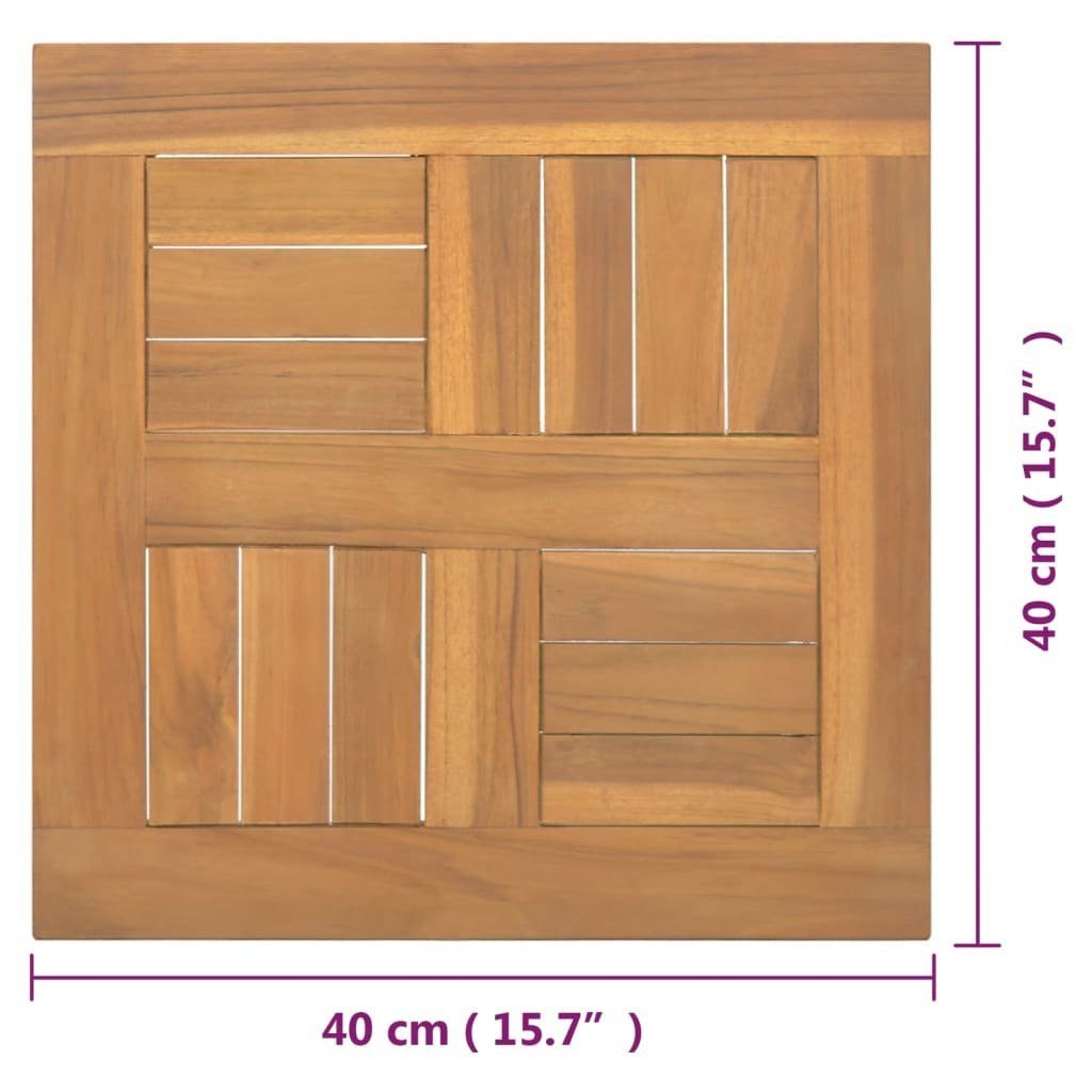 vidaXL Tischplatte St) (1 Teak Tischplatte Massivholz Quadratisch cm 40x40x2,5