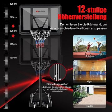 KOMFOTTEU Basketballständer Basketballanlage, höhenverstellbar 130-305cm
