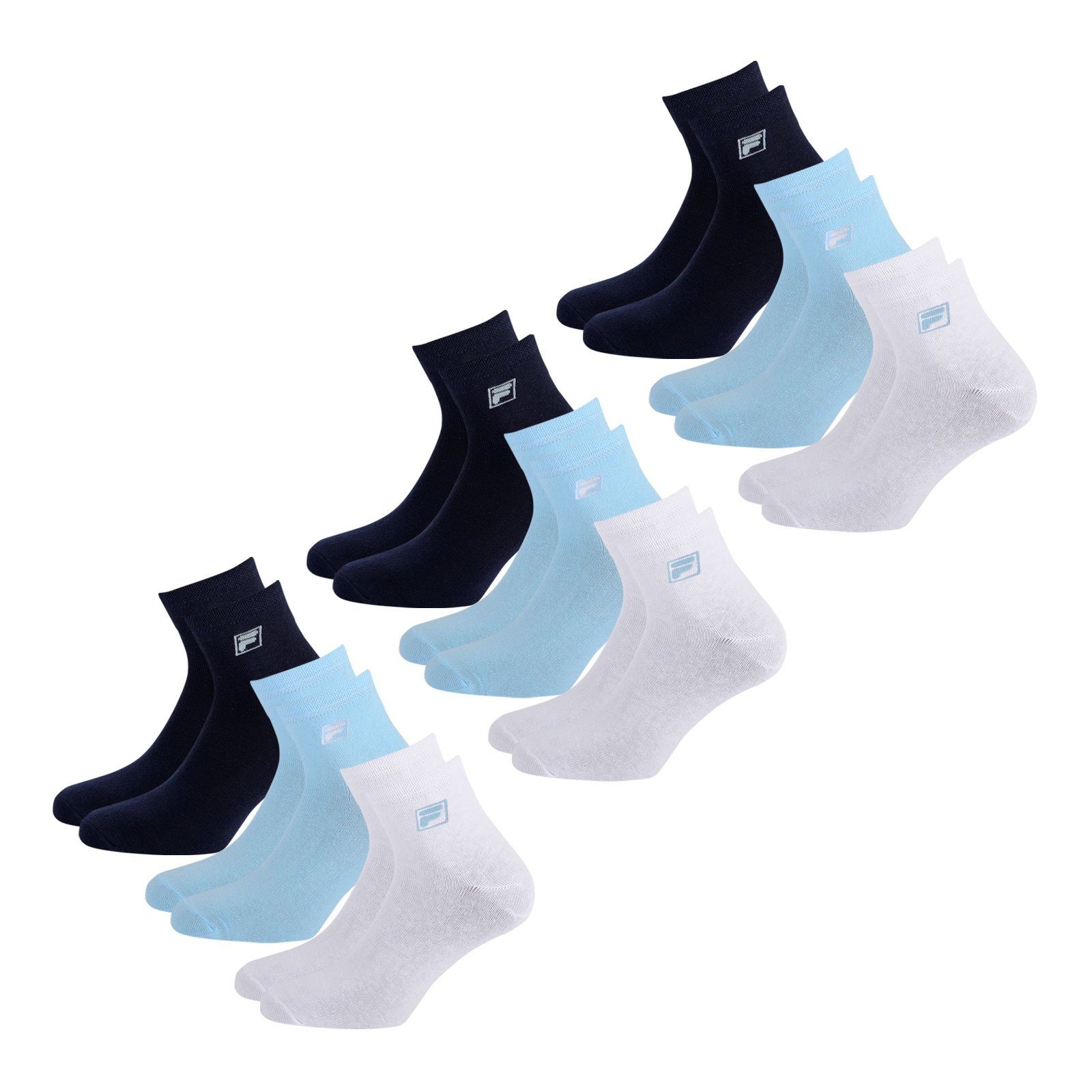 Fila Sportsocken Quarter Socken (9-Paar) mit elastischem Piquebund 821 navy / white / light blue